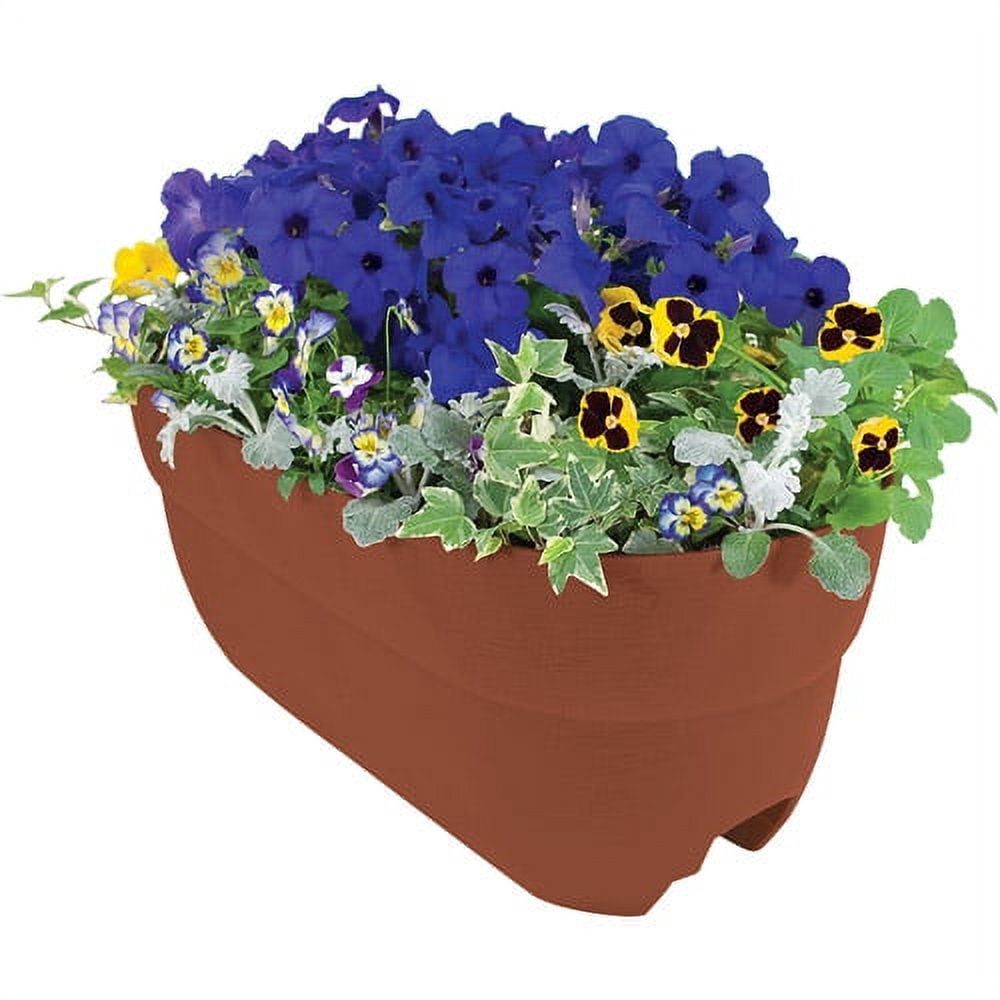 Modern 24" Terracotta Resin Railing Planter with Weatherproof Design