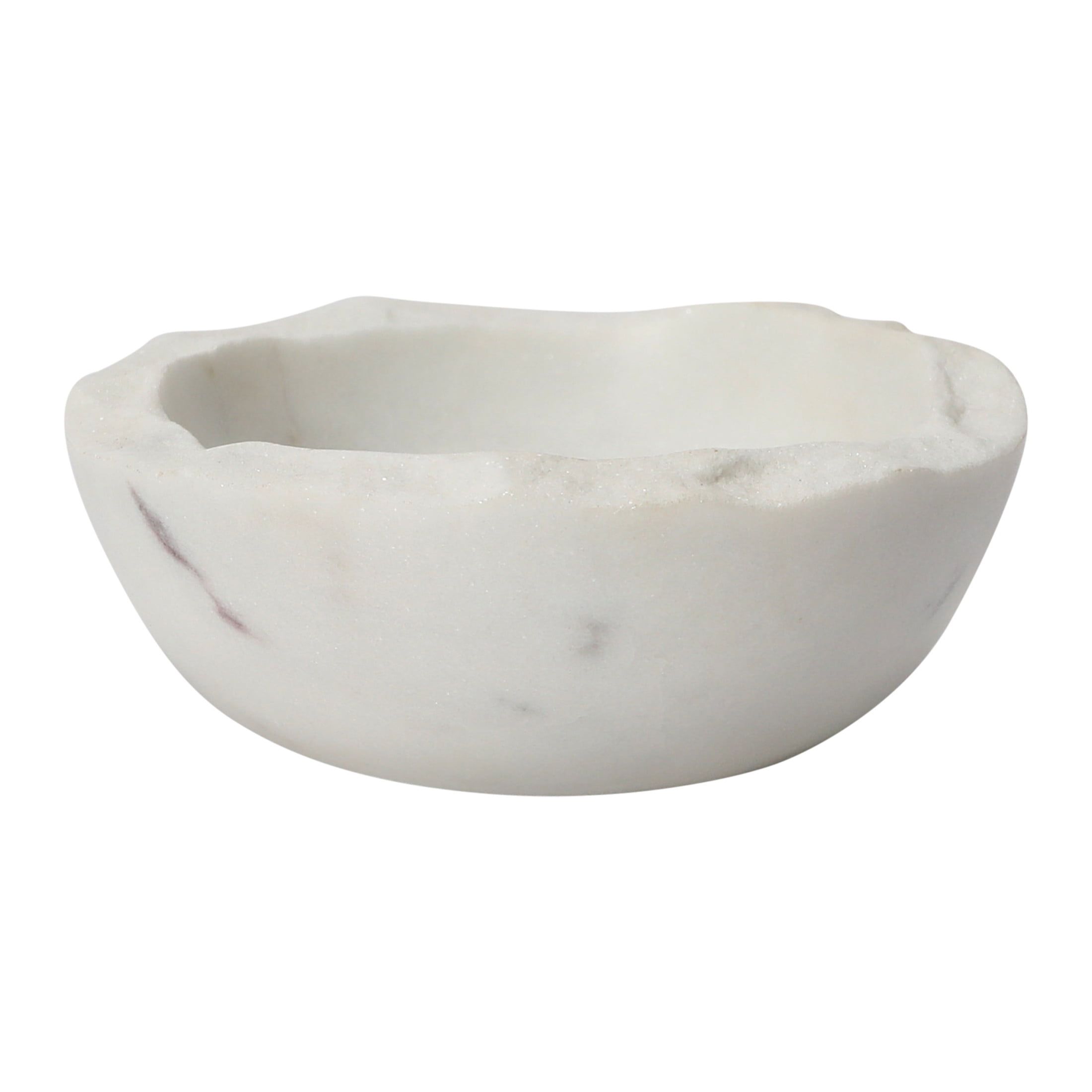 White Marble Round Serving Bowl with Raw Edge, 4-inch