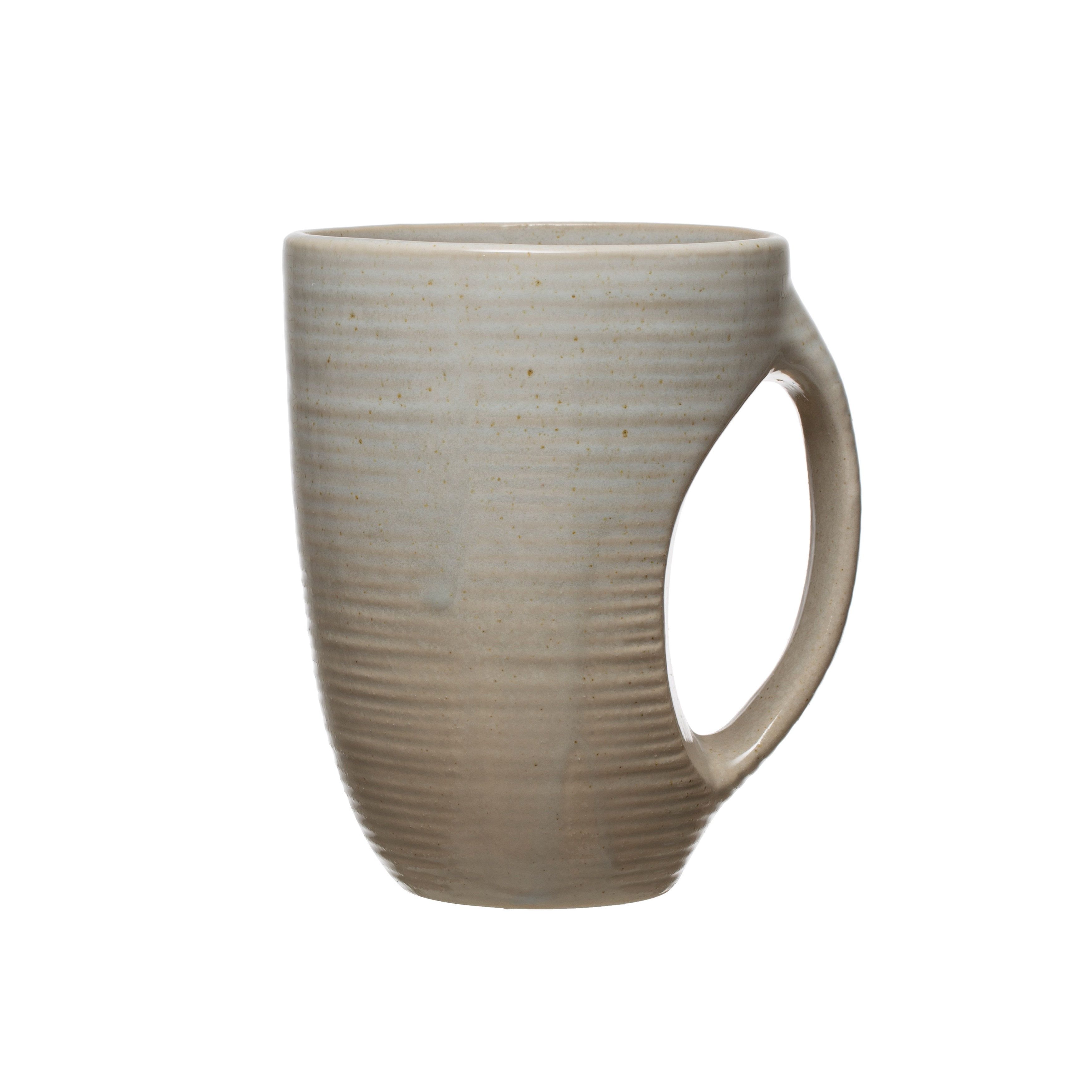 Neutral Beige Ceramic Reactive Glaze Coffee Mugs, Set of 6