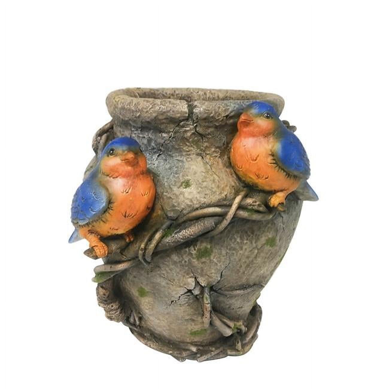 Hand-Painted Blue Birds MGO Flower Planter, Medium