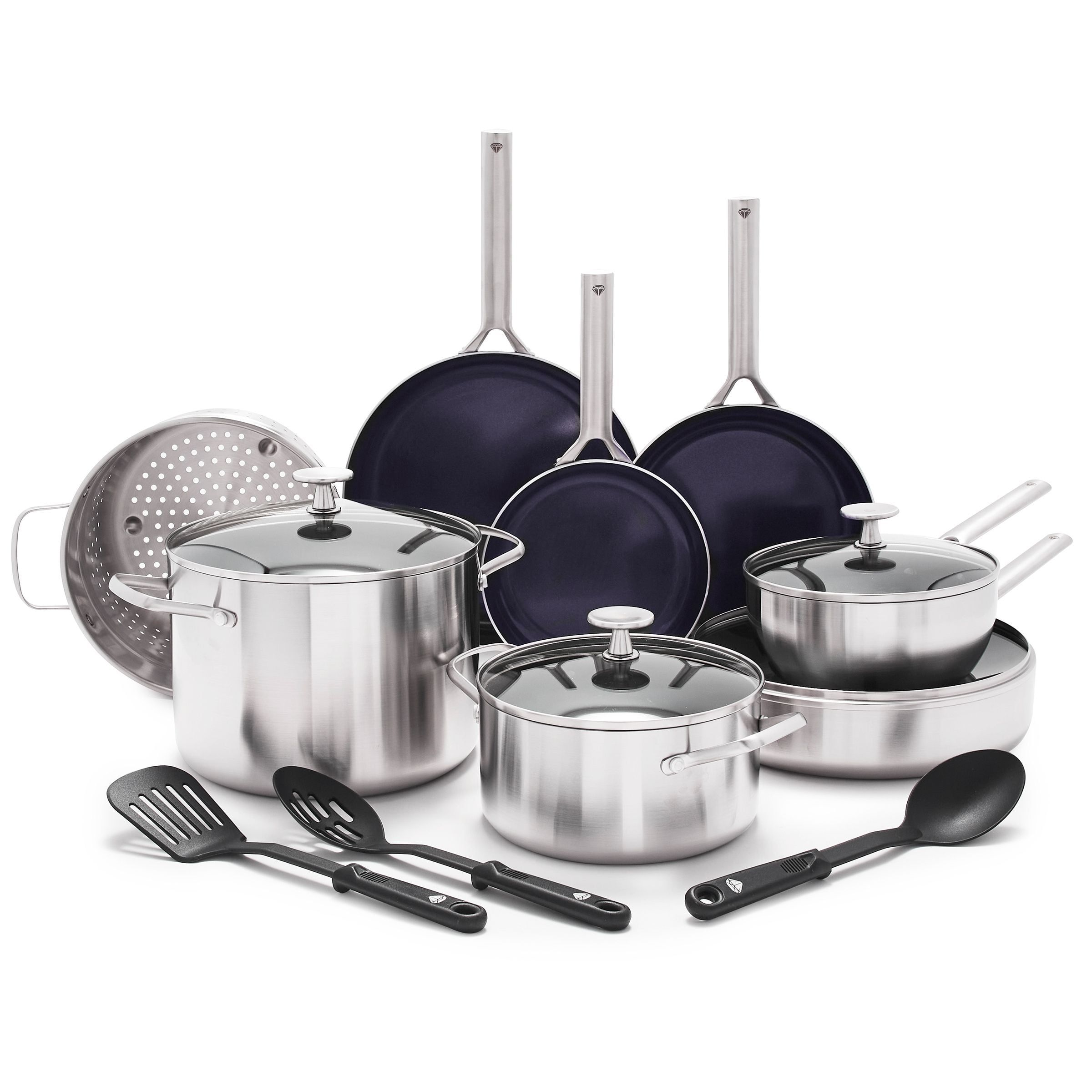 15-Piece Tri-Ply Stainless Steel Nonstick Cookware Set