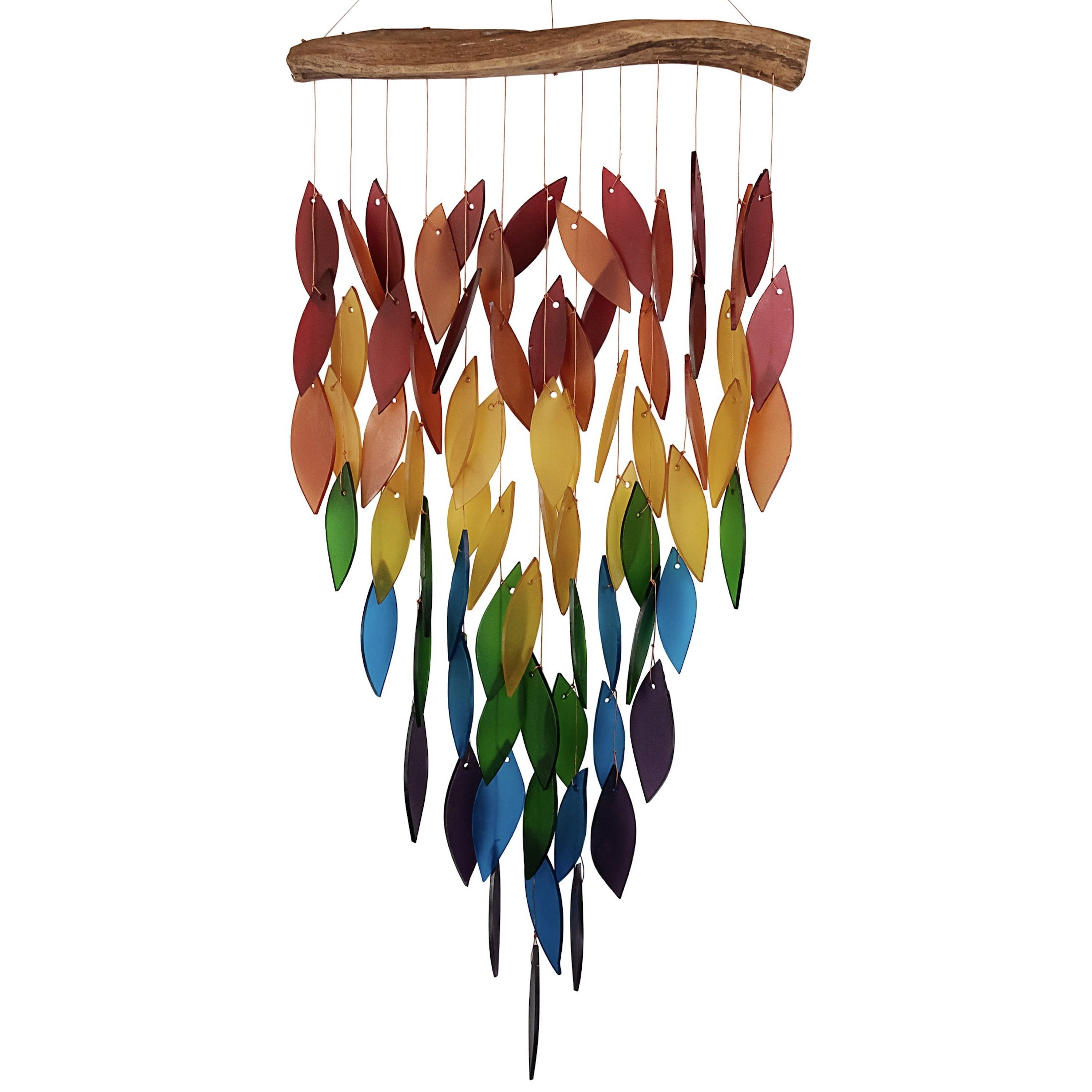 Deluxe Rainbow Waterfall Driftwood and Glass Wind Chime