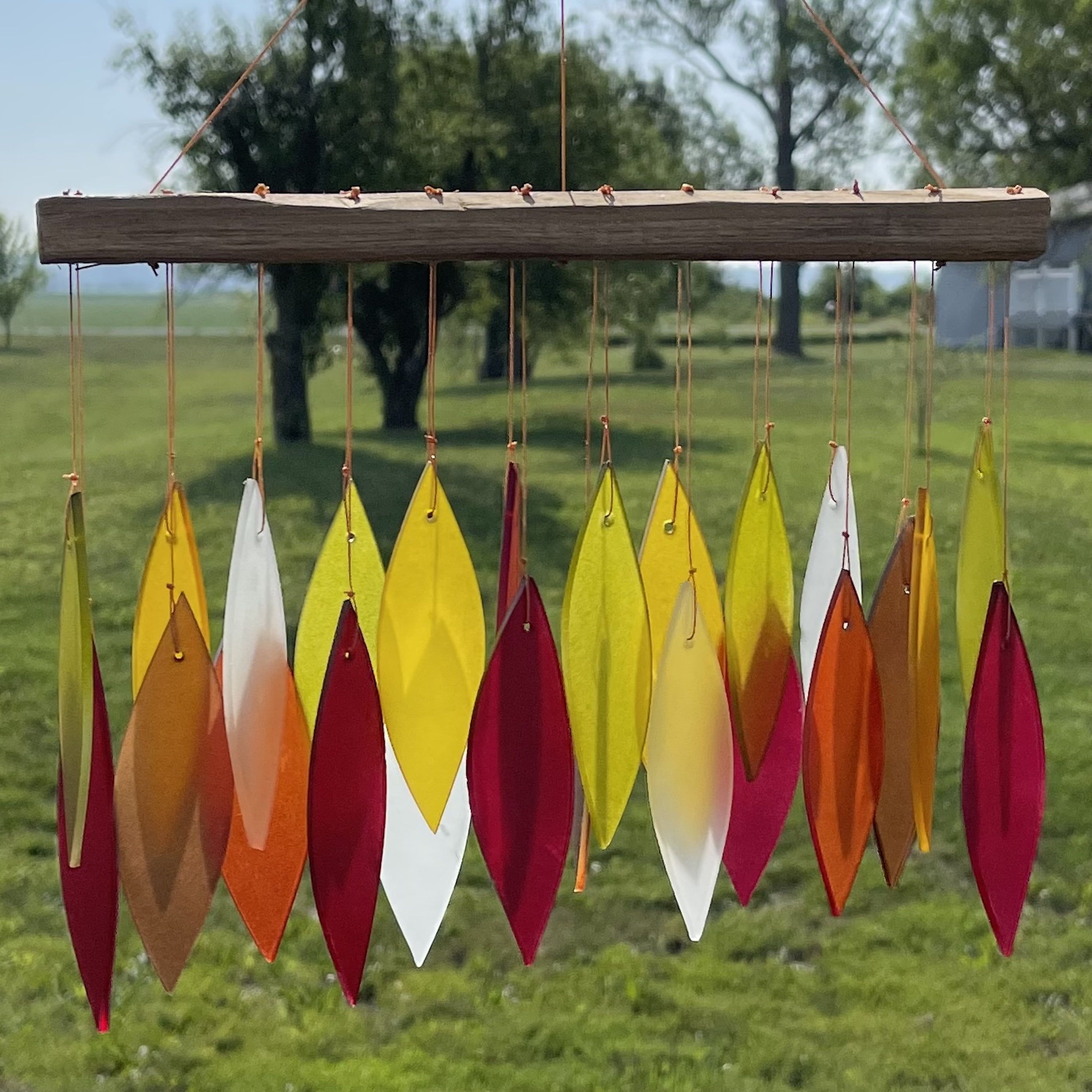 Autumn Leaves Driftwood and Glass Wind Chime