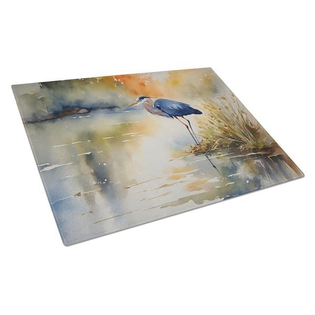 Large Blue Heron Tempered Glass Cutting Board