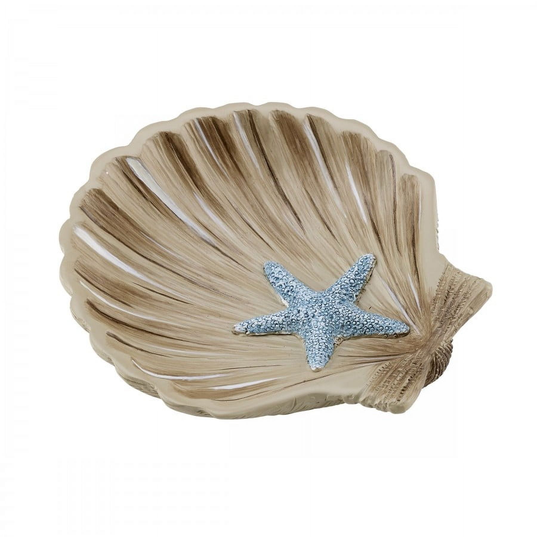 Beige and Blue Resin Seashell Soap Dish