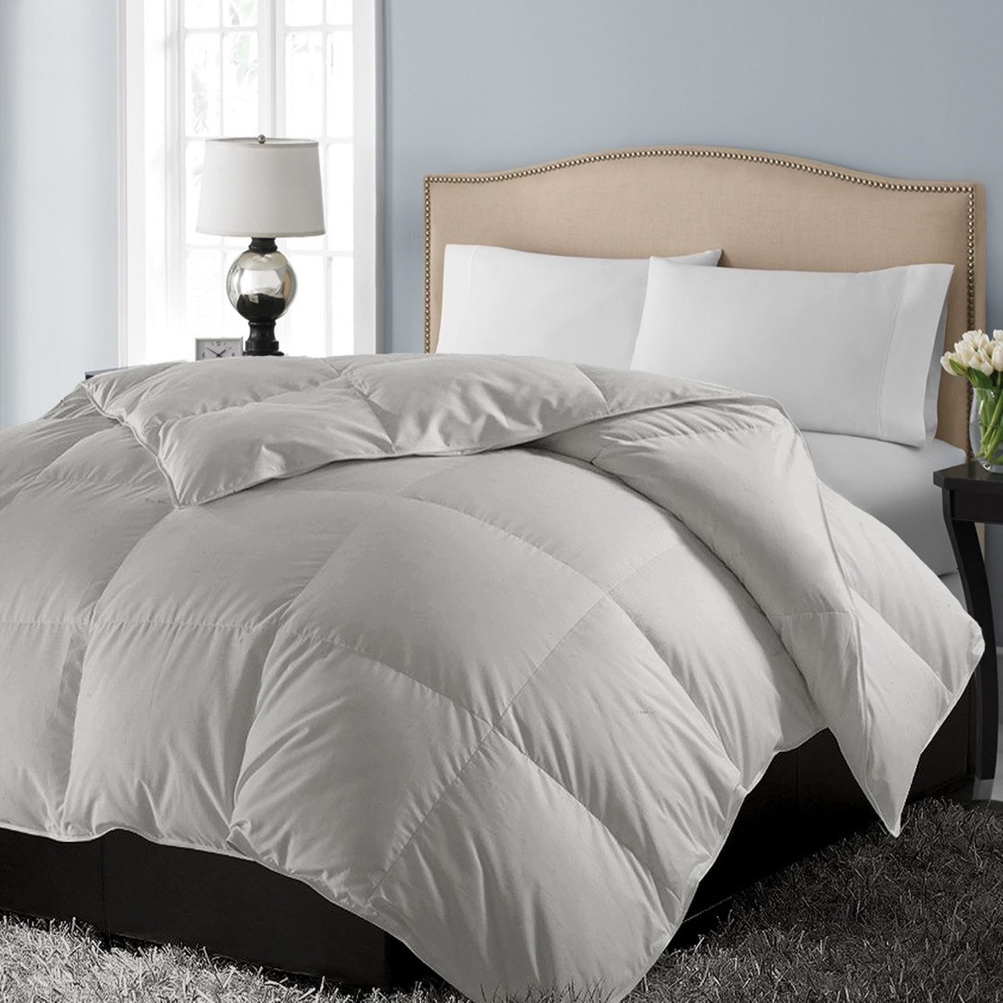 Full Gray Cotton Down Alternative Bedspread with 1000 Thread Count