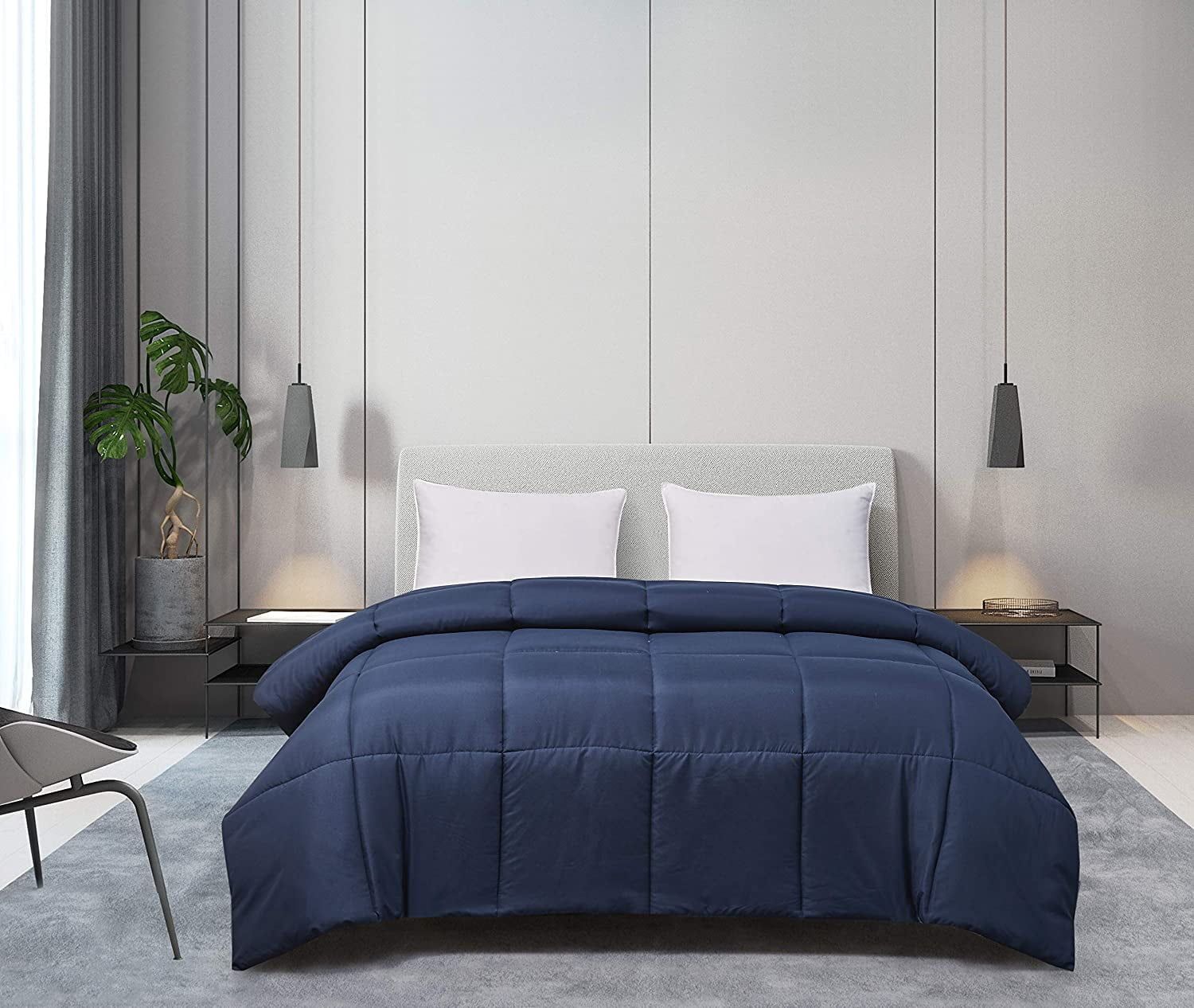 Navy Full Microfiber Down Alternative Reversible Comforter