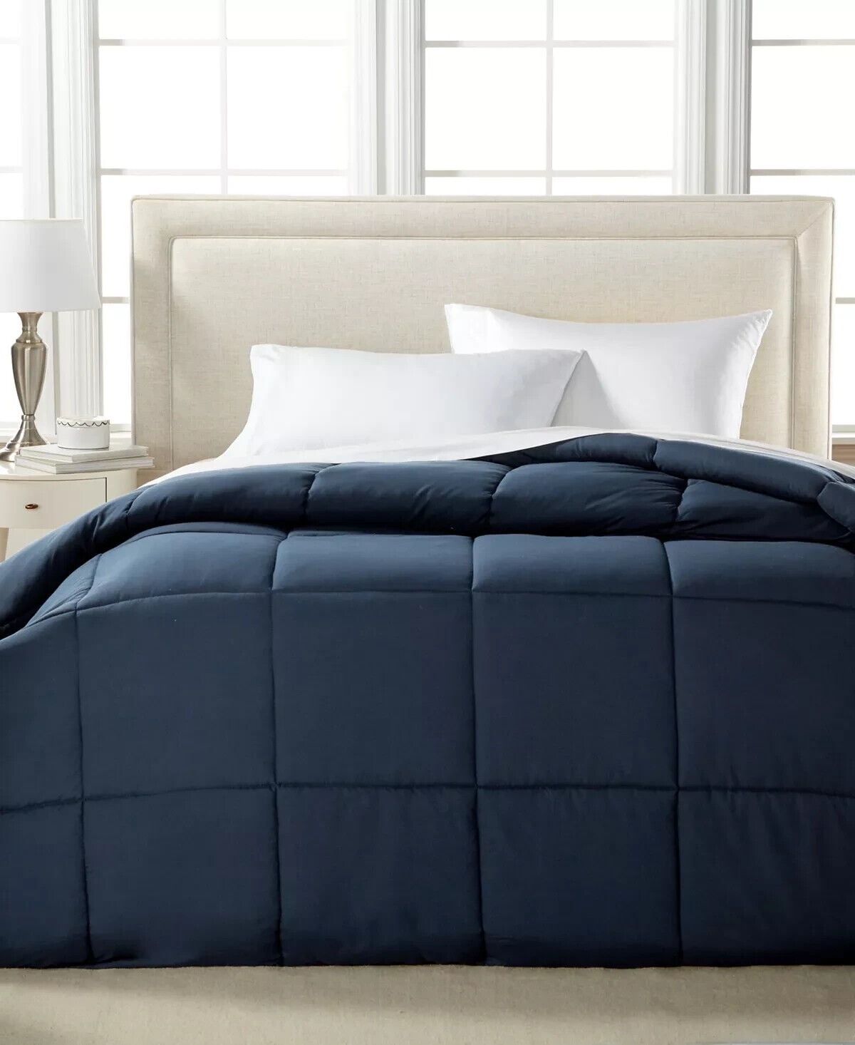 Navy Full Microfiber Down Alternative Reversible Comforter