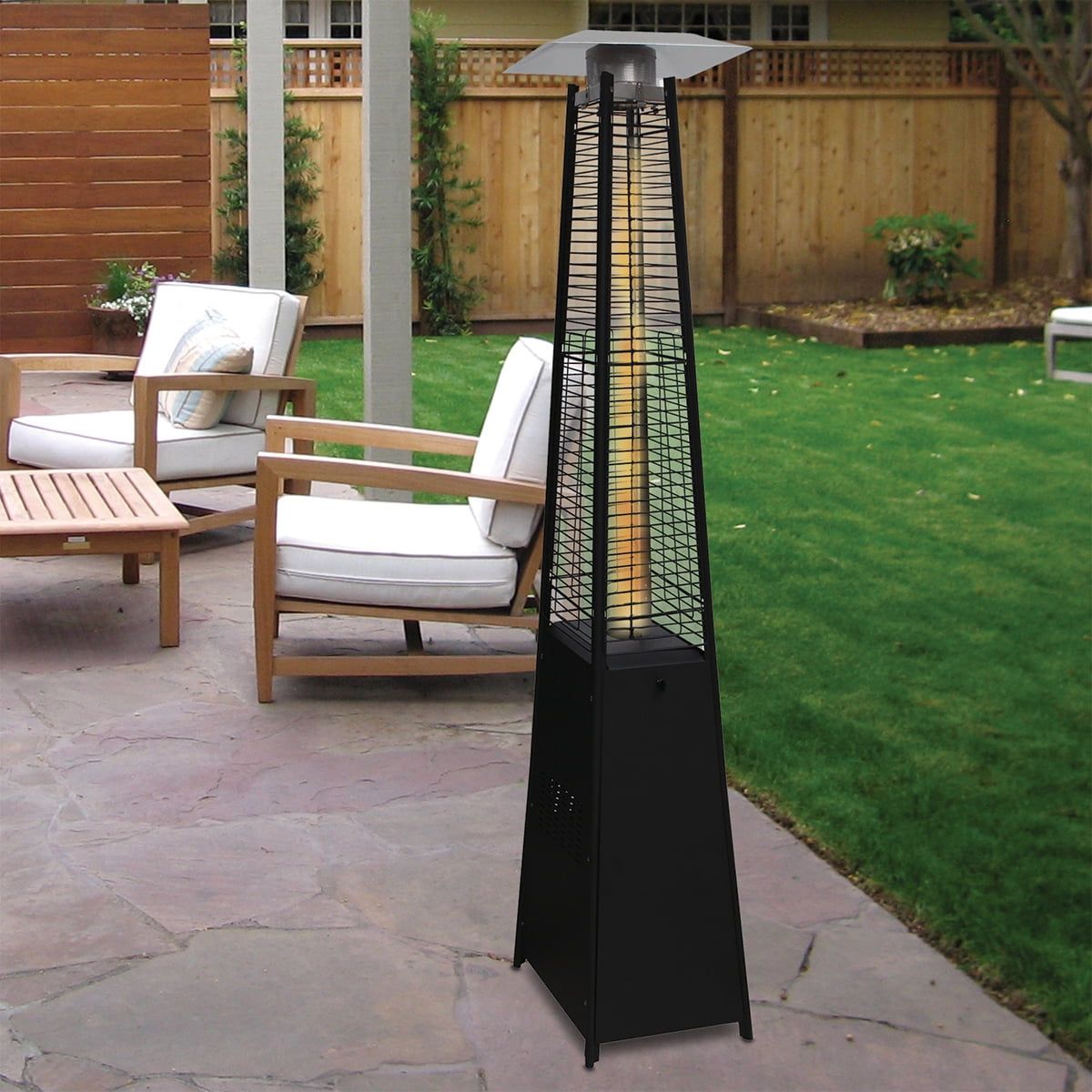 Black Steel 42,000 BTU 360° Flame Gas Patio Heater