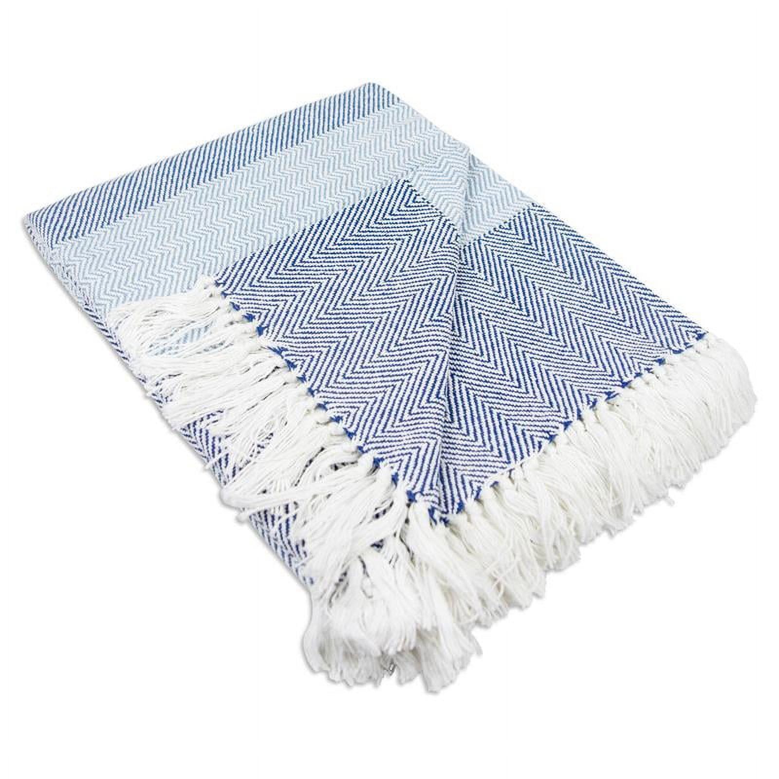 Blue Stripe Cotton Sherpa Throw Blanket, 50x60 Inches