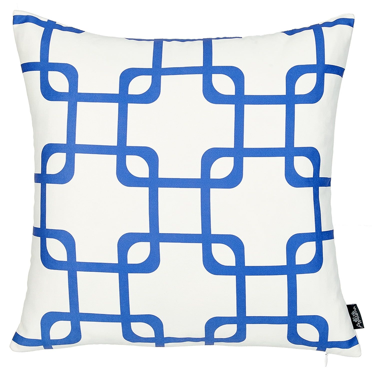 Blue and White Geometric Squares Polyester Throw Pillow Cover