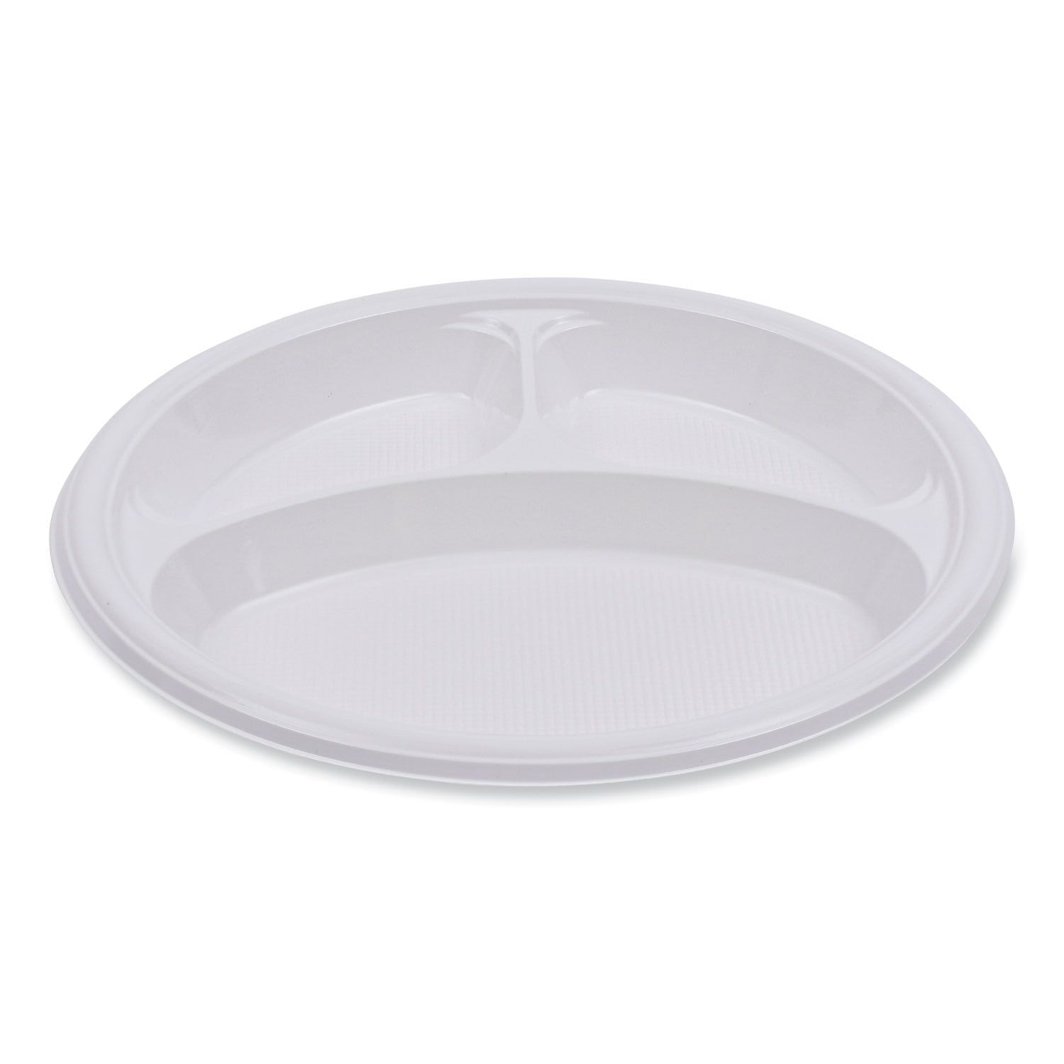 White 10-Inch Round Plastic Plate with 3 Compartments