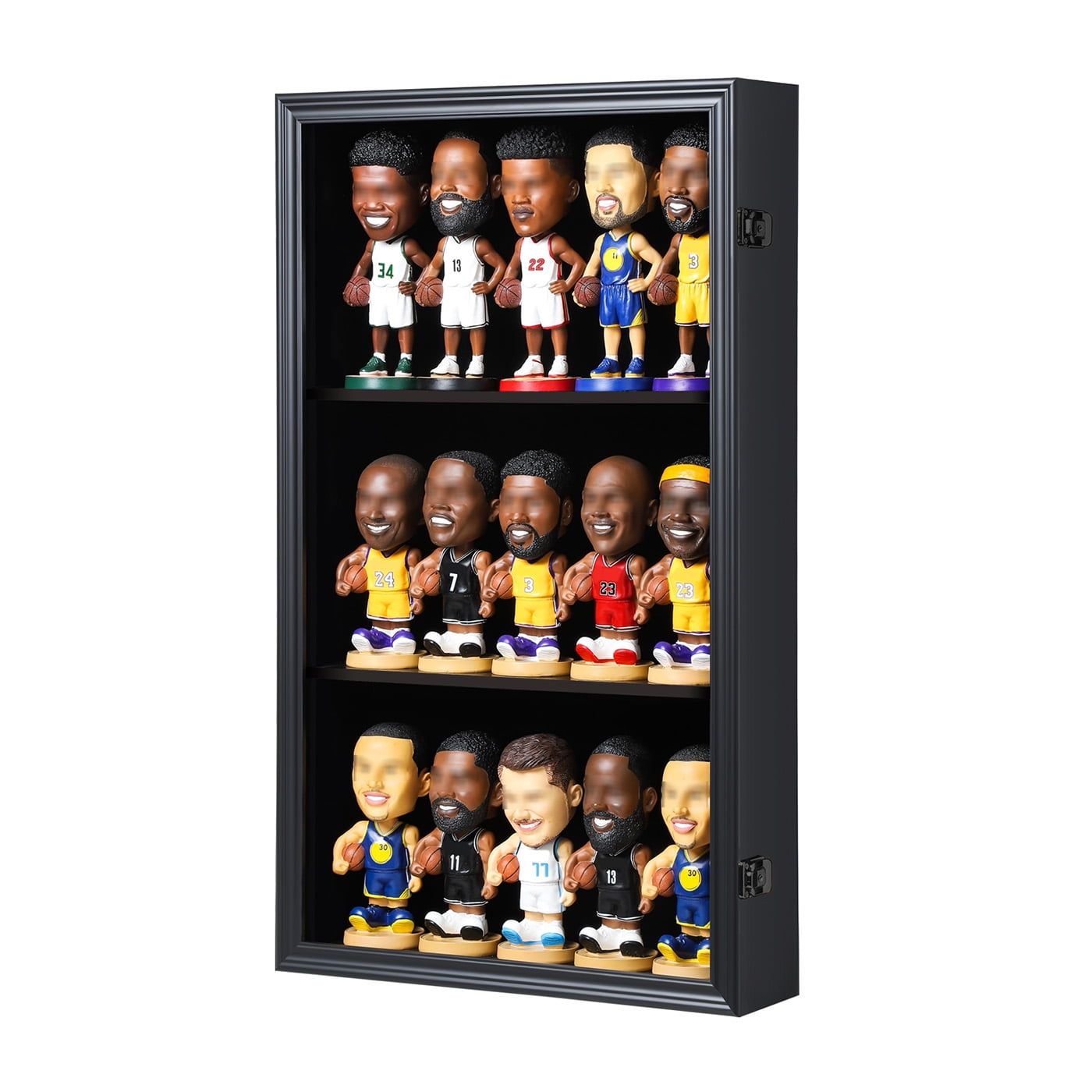 Black Lockable Wall Mounted Acrylic Bobblehead Display Case