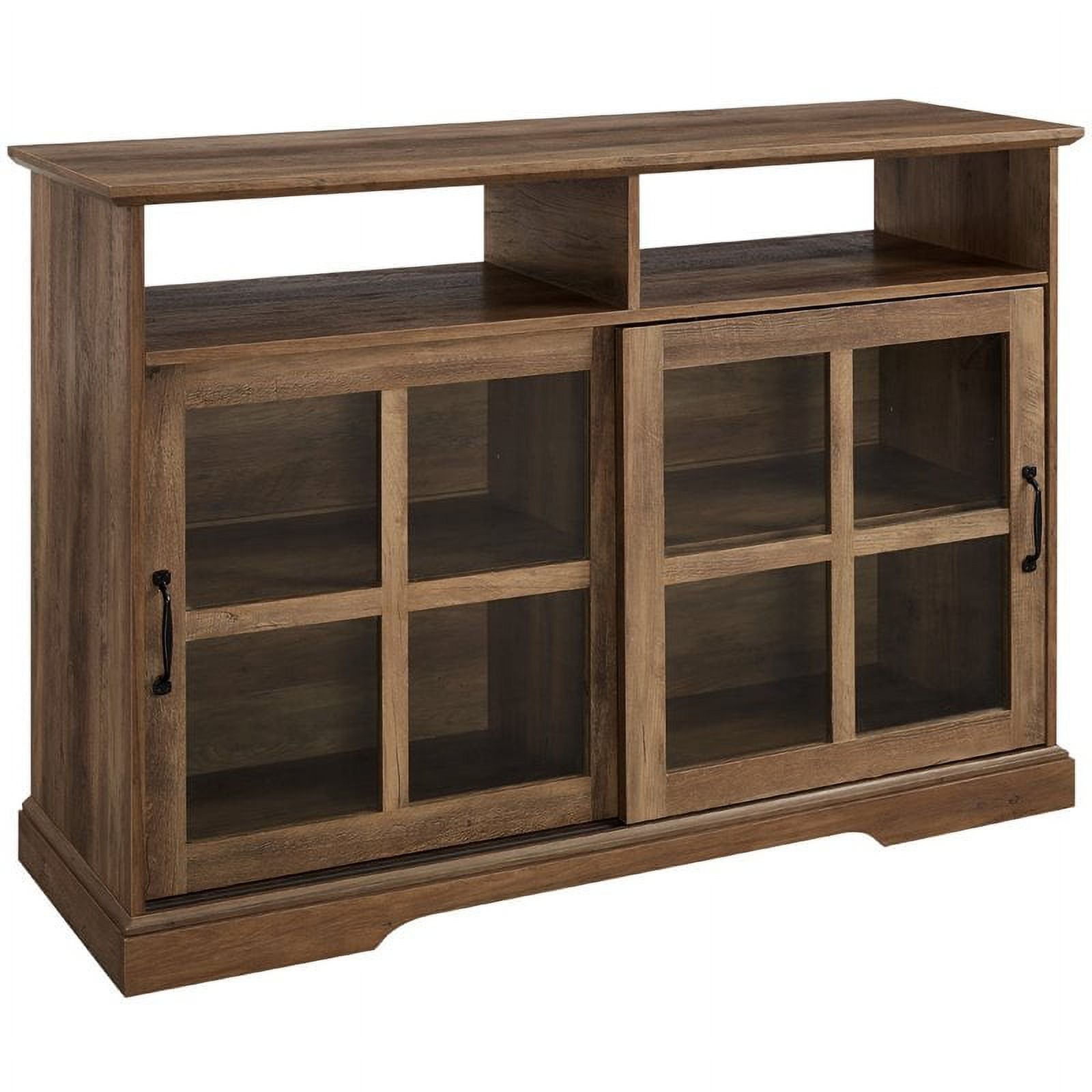 Rustic Oak 48" Transitional Farmhouse Sideboard with Glass Doors