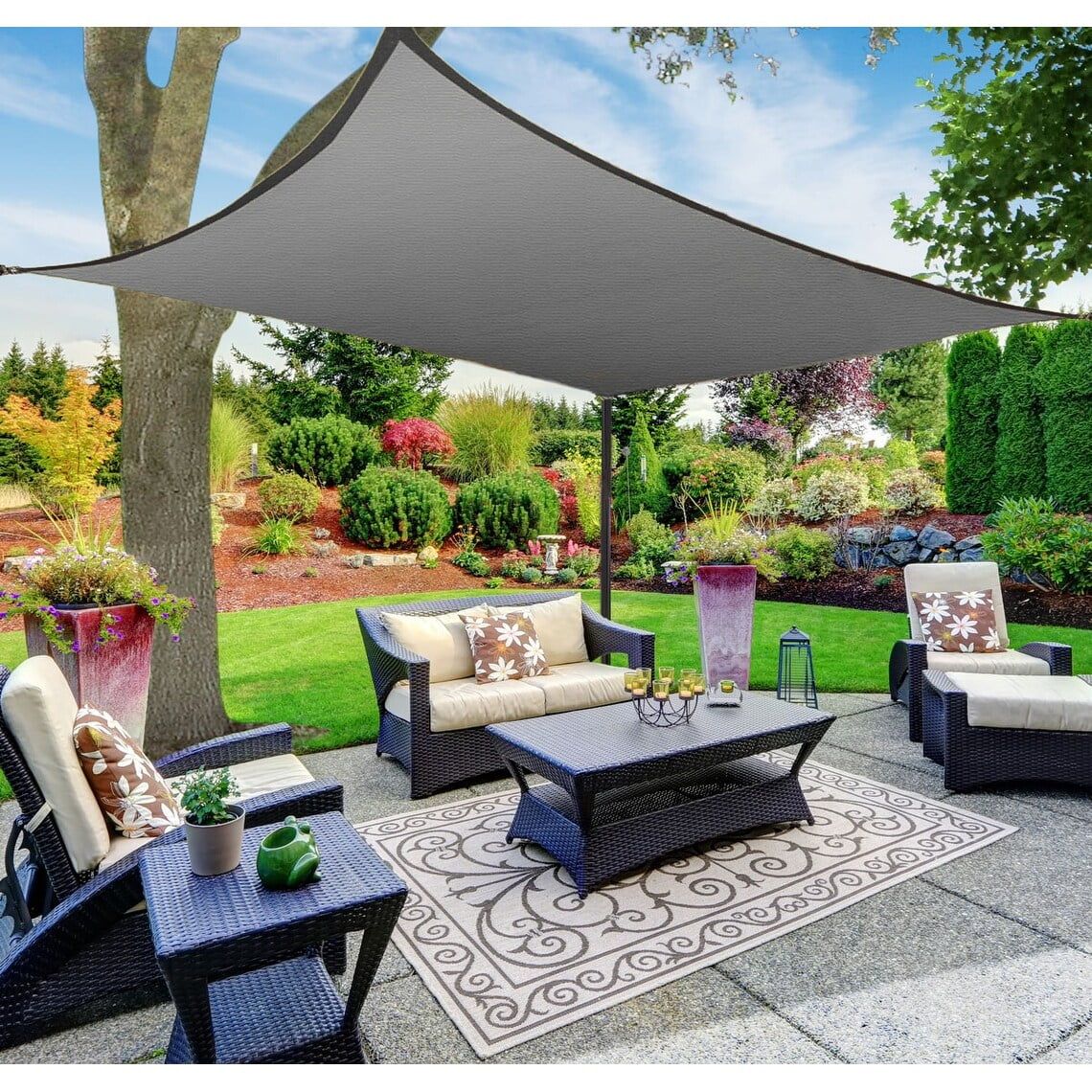 Gray 10' x 10' Square Sun Shade Sail Canopy for Outdoor Patio