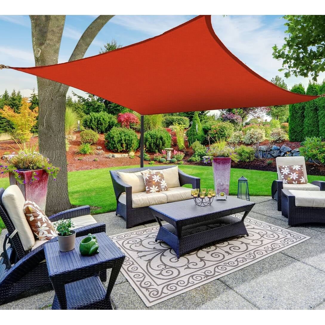 Red Square Polyester Sun Shade Sail Canopy for Outdoor Patio