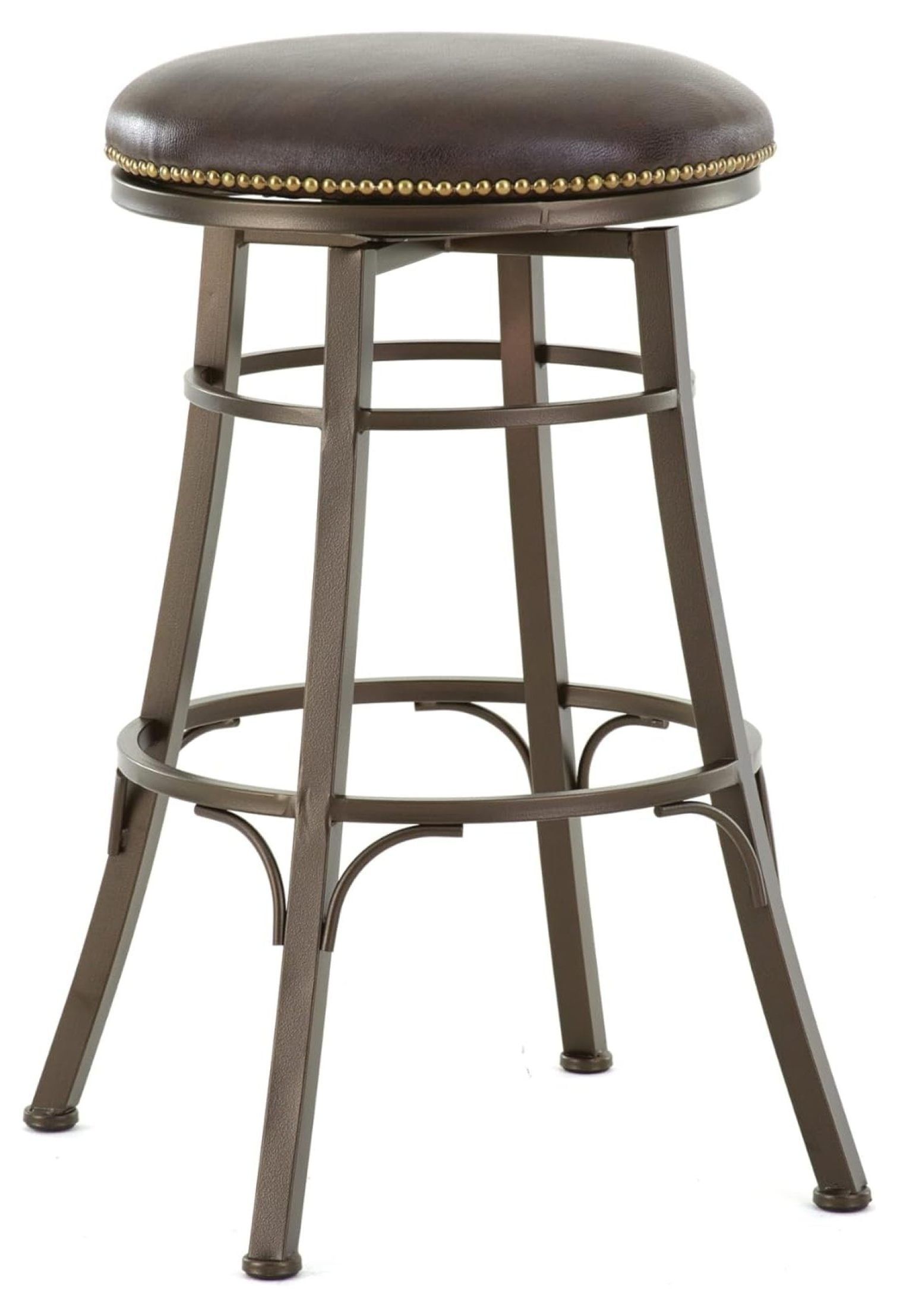 Bali 30" Brown Leather and Metal Swivel Bar Stool