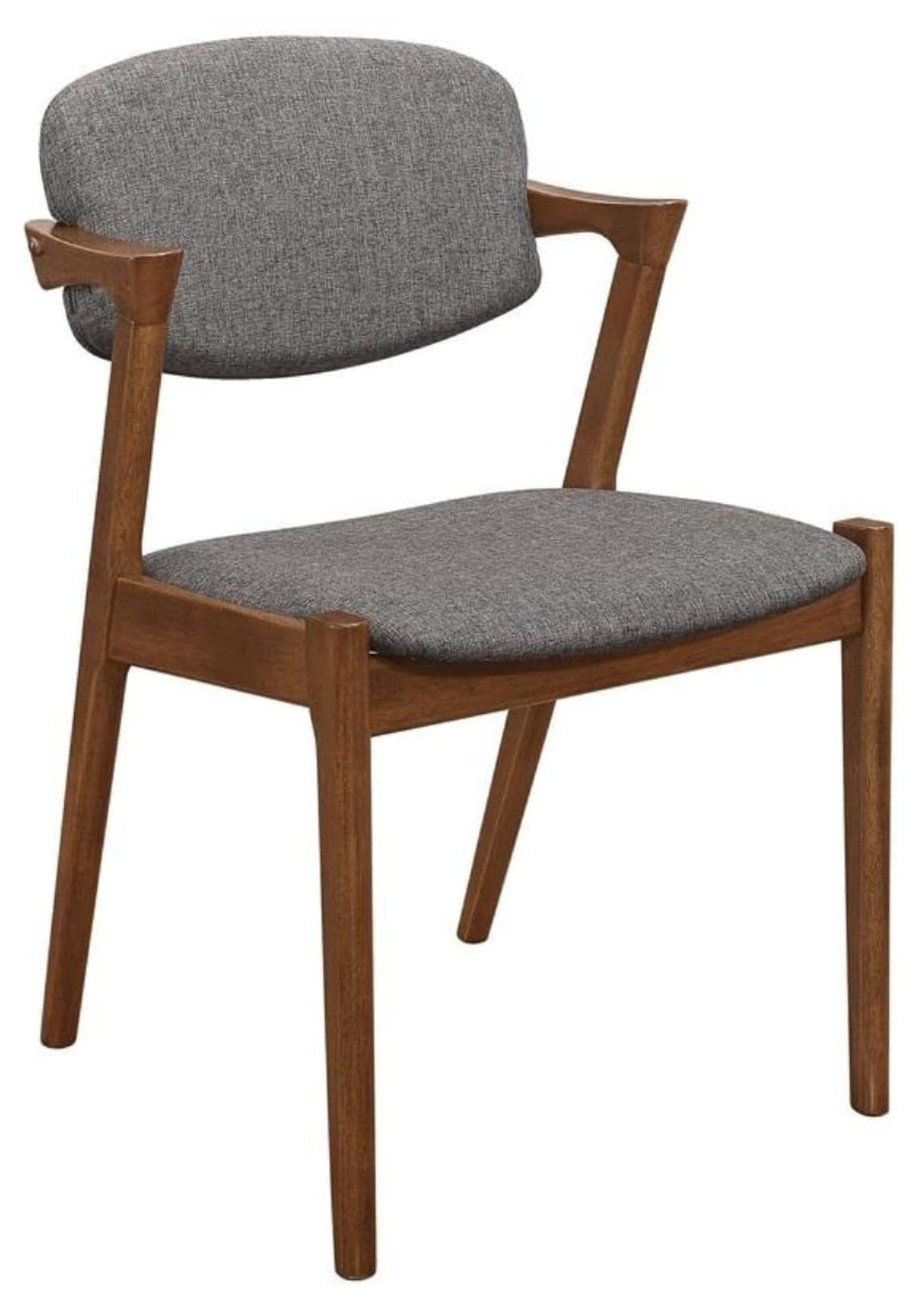 Modern Gray Upholstered Parsons Side Chair with Dark Walnut Legs