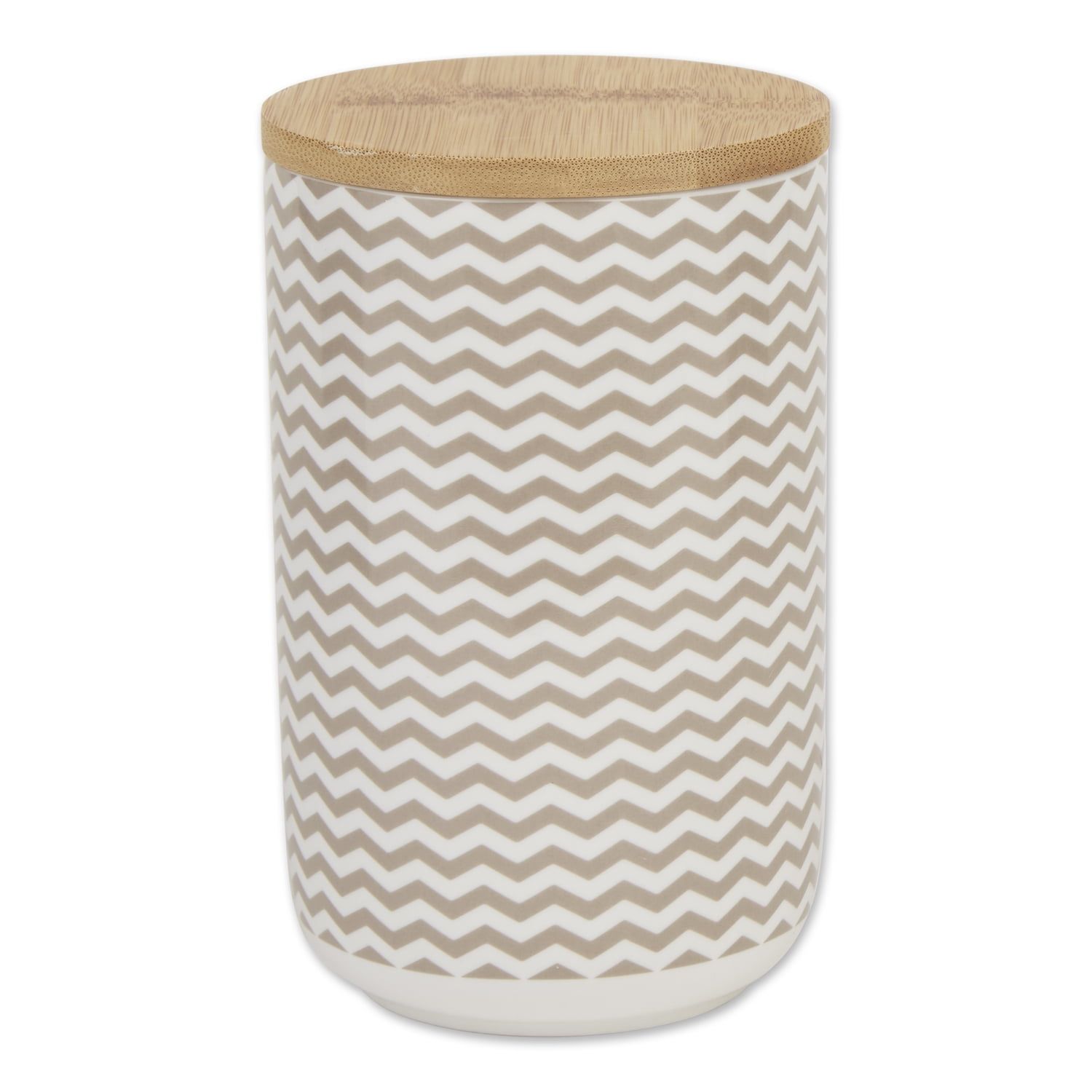 Stone Chevron Ceramic Pet Treat Canister with Bamboo Lid