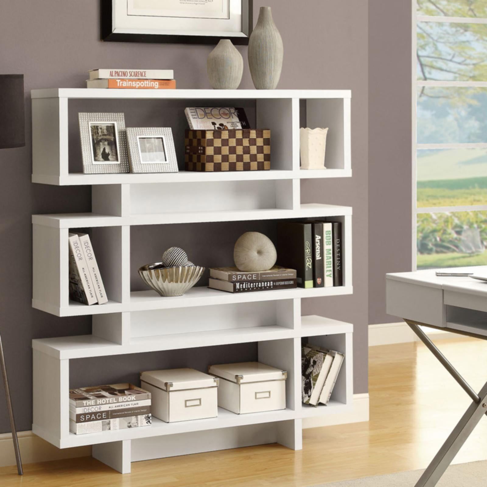 Modern White 55" Hollow-Core 4-Tier Bookcase