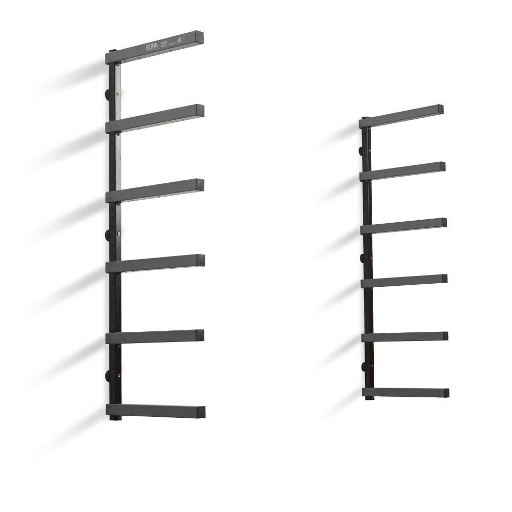 Black Steel 6-Tier Wall Mounted Wood Rack