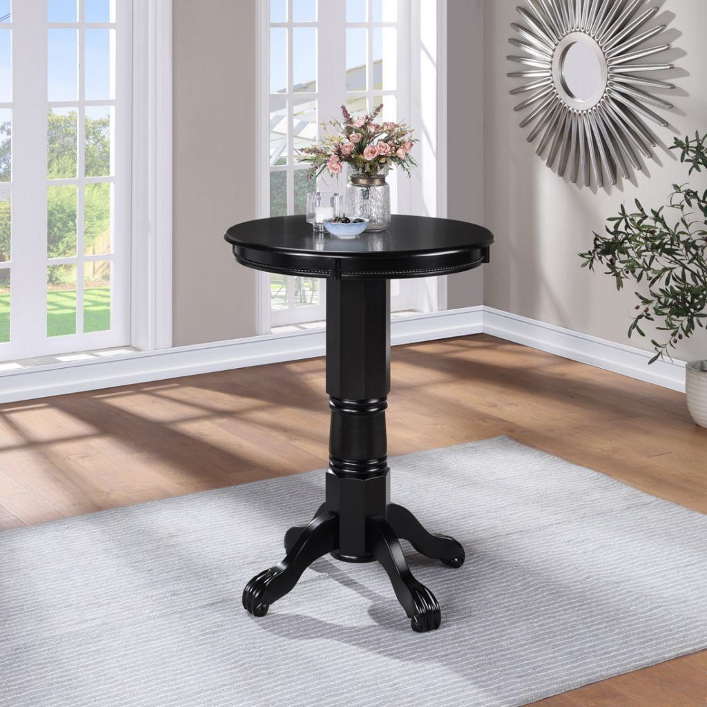 Florence Black Round Wood Bar Height Pub Table