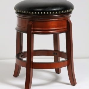 Brandy 24" Swivel Backless Wood and Leather Counter Stool