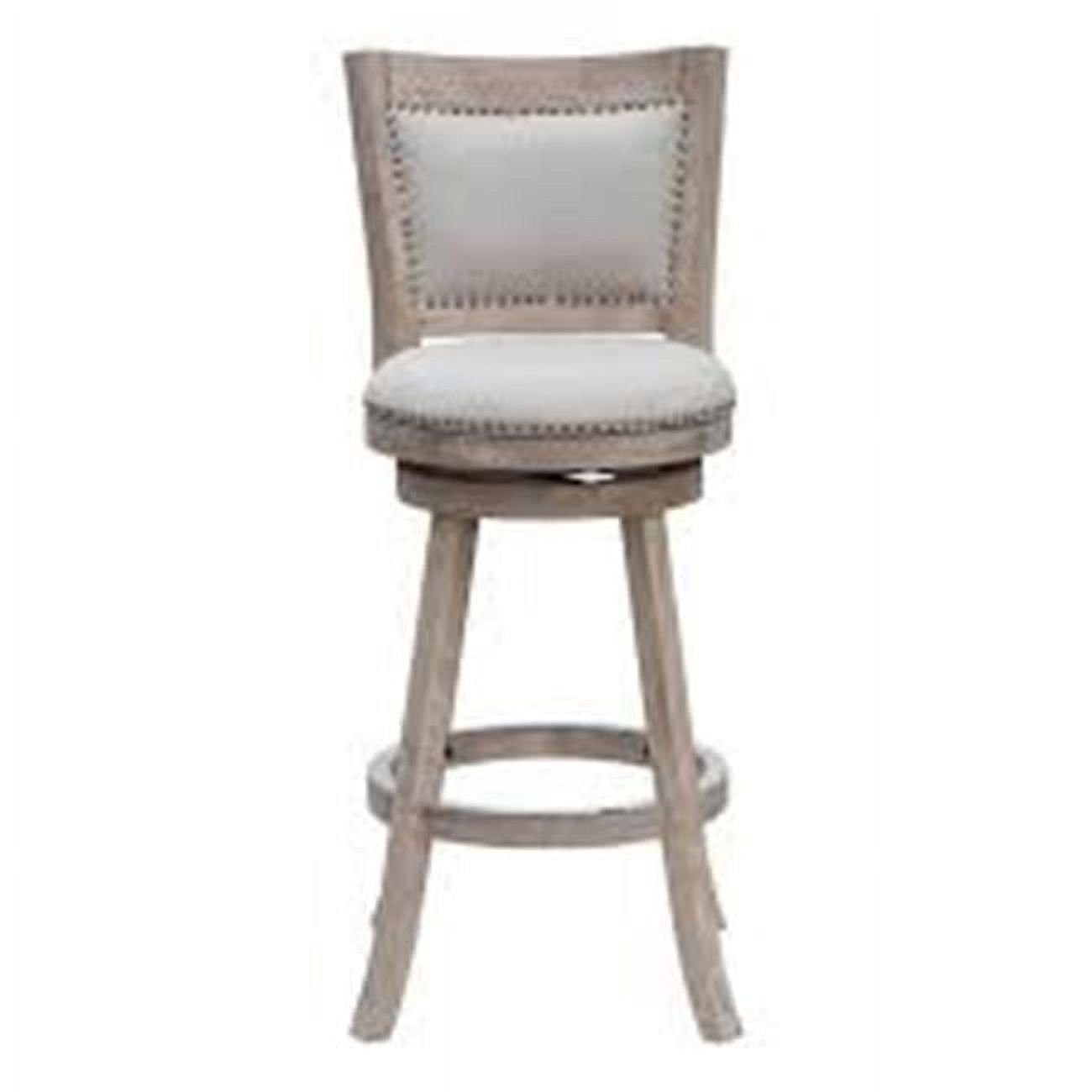 Melrose Cream Wire-Brush Swivel Barstool with Linen Upholstery