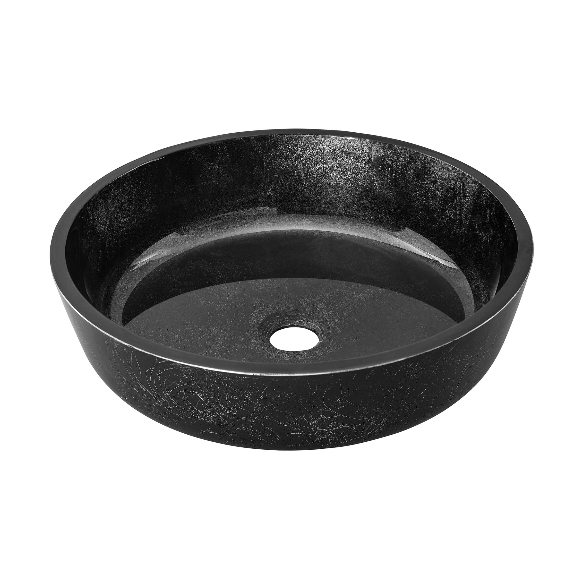 Bordeaux 16.5" Round Black Glass Vessel Sink