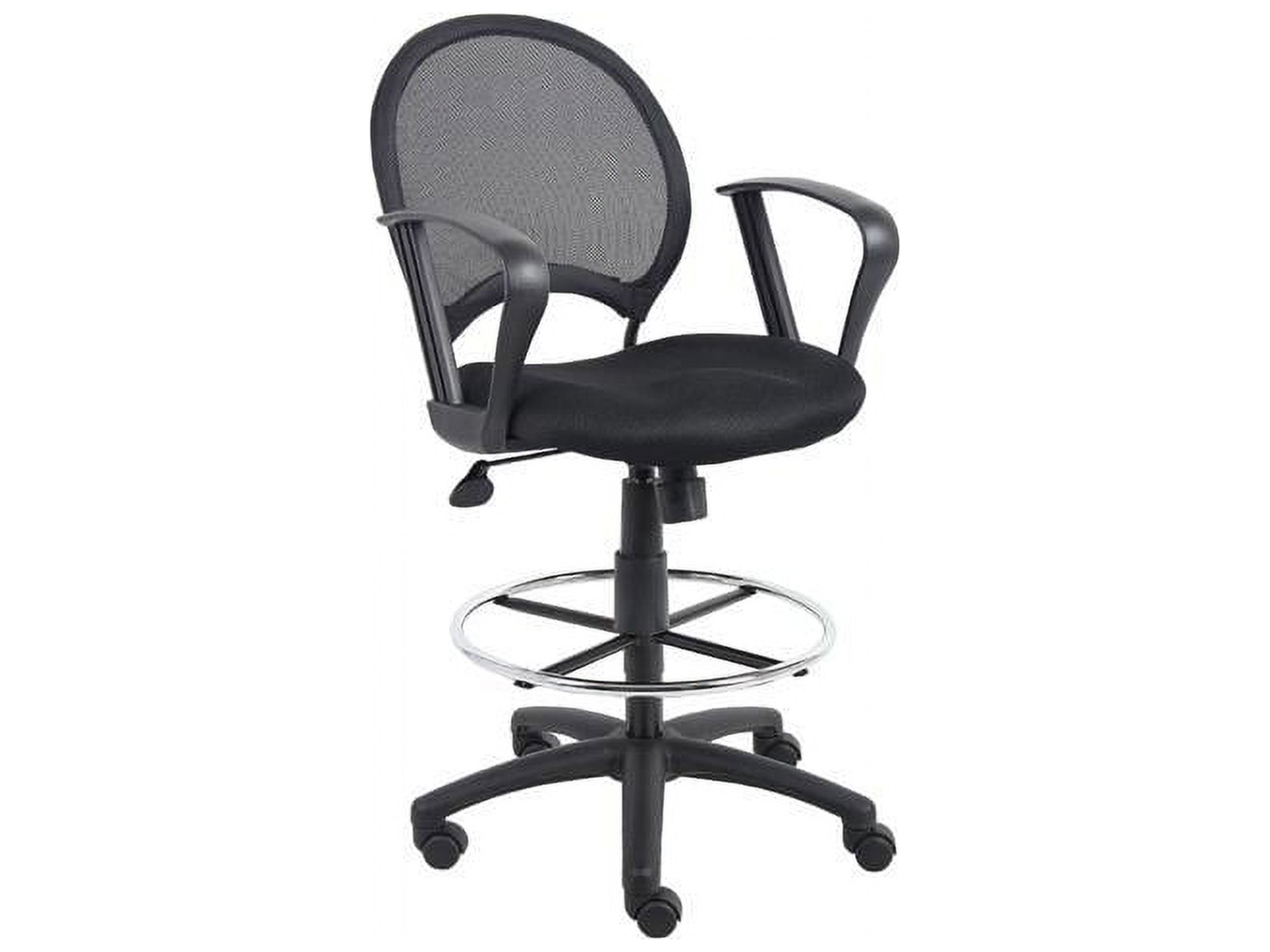 Black Mesh High Back Swivel Drafting Chair with Fixed Arms