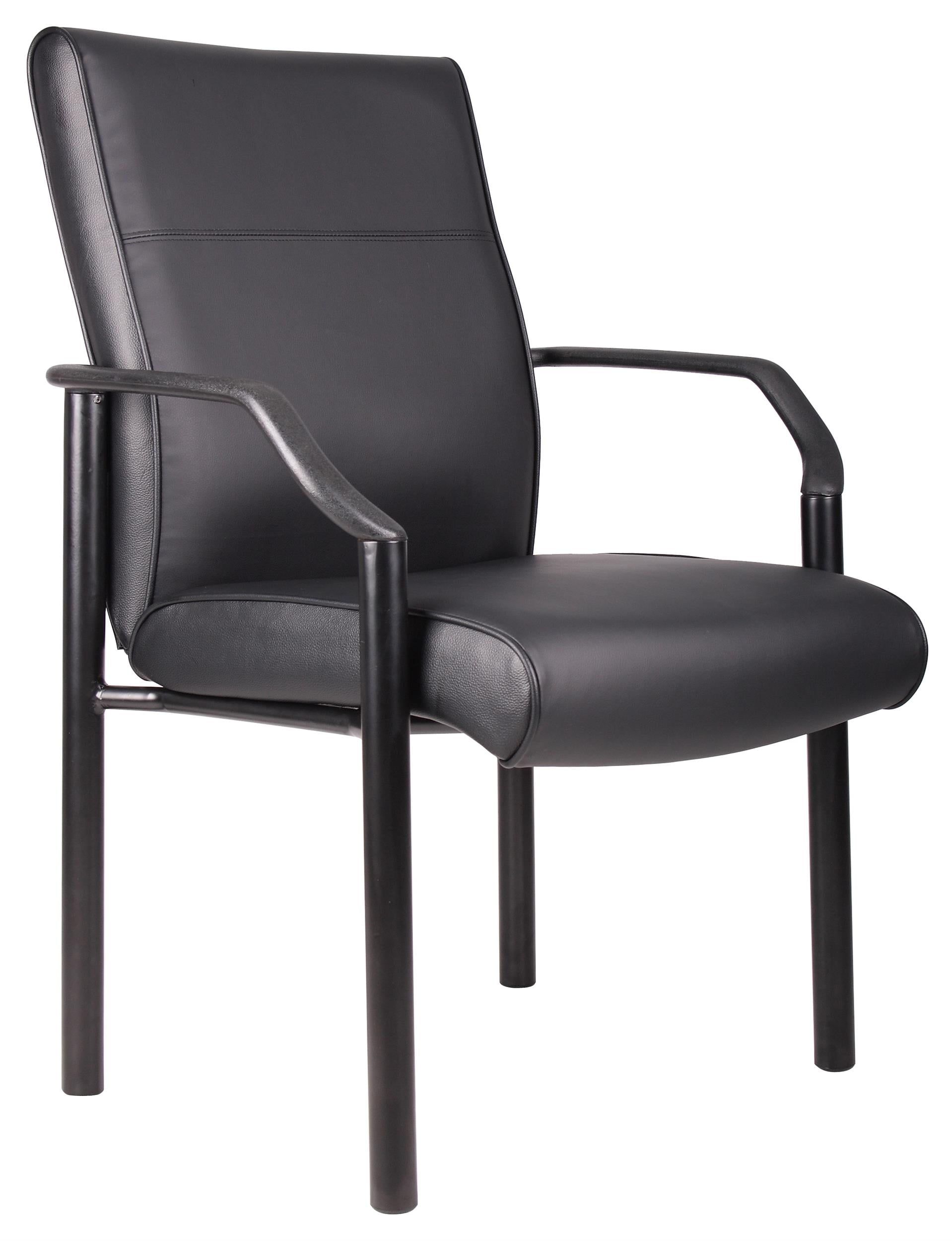 Black LeatherPlus Steel Frame Office Accent Chair