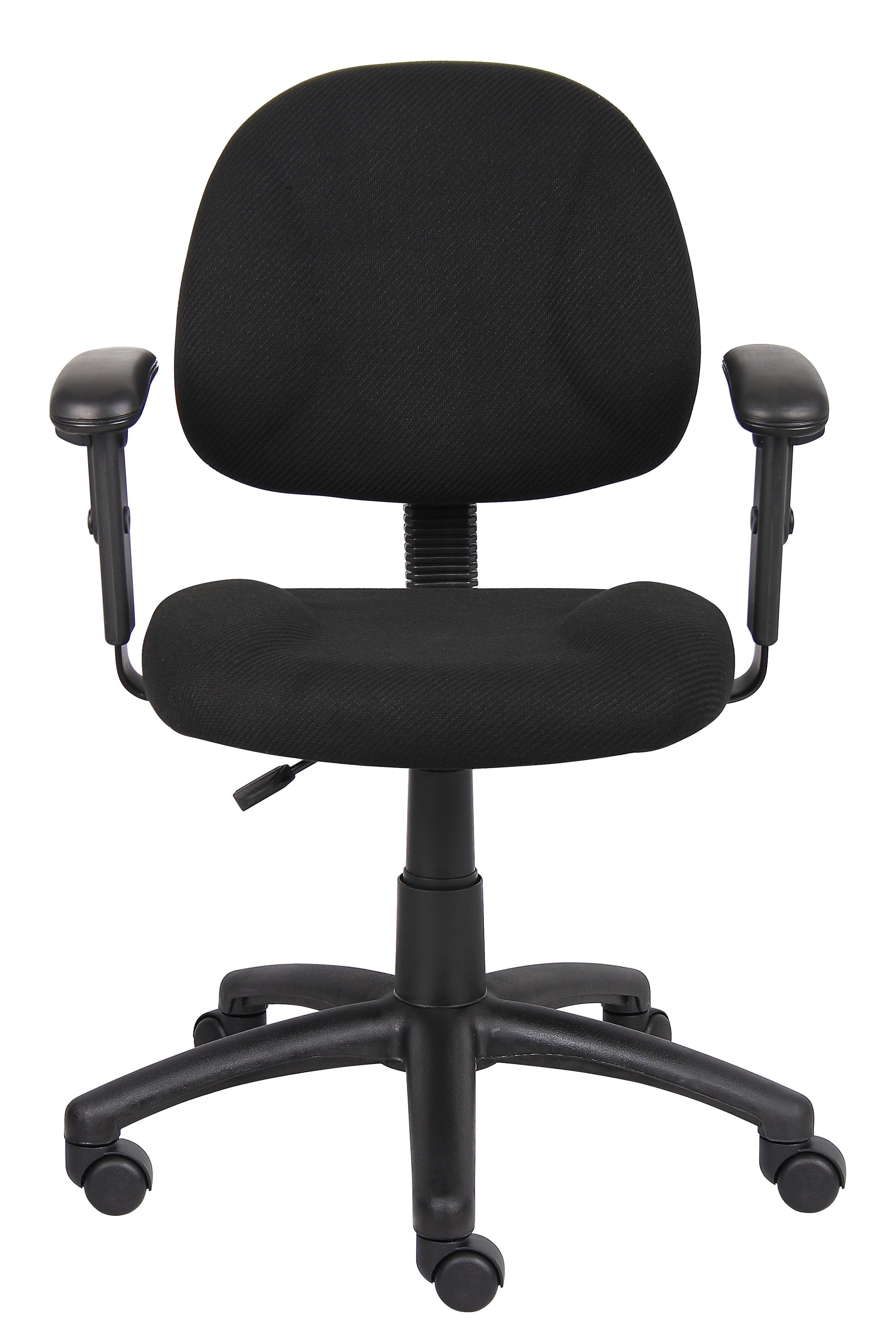 Black Ergonomic Adjustable Swivel Task Chair with Fabric Upholstery