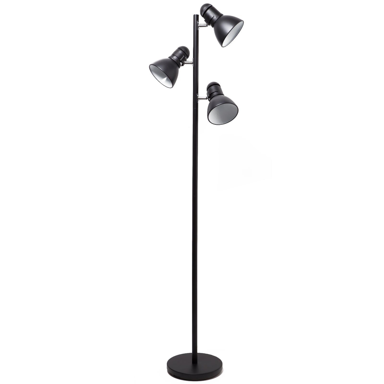 Sleek Black Metal 3-Light Adjustable Tree Floor Lamp