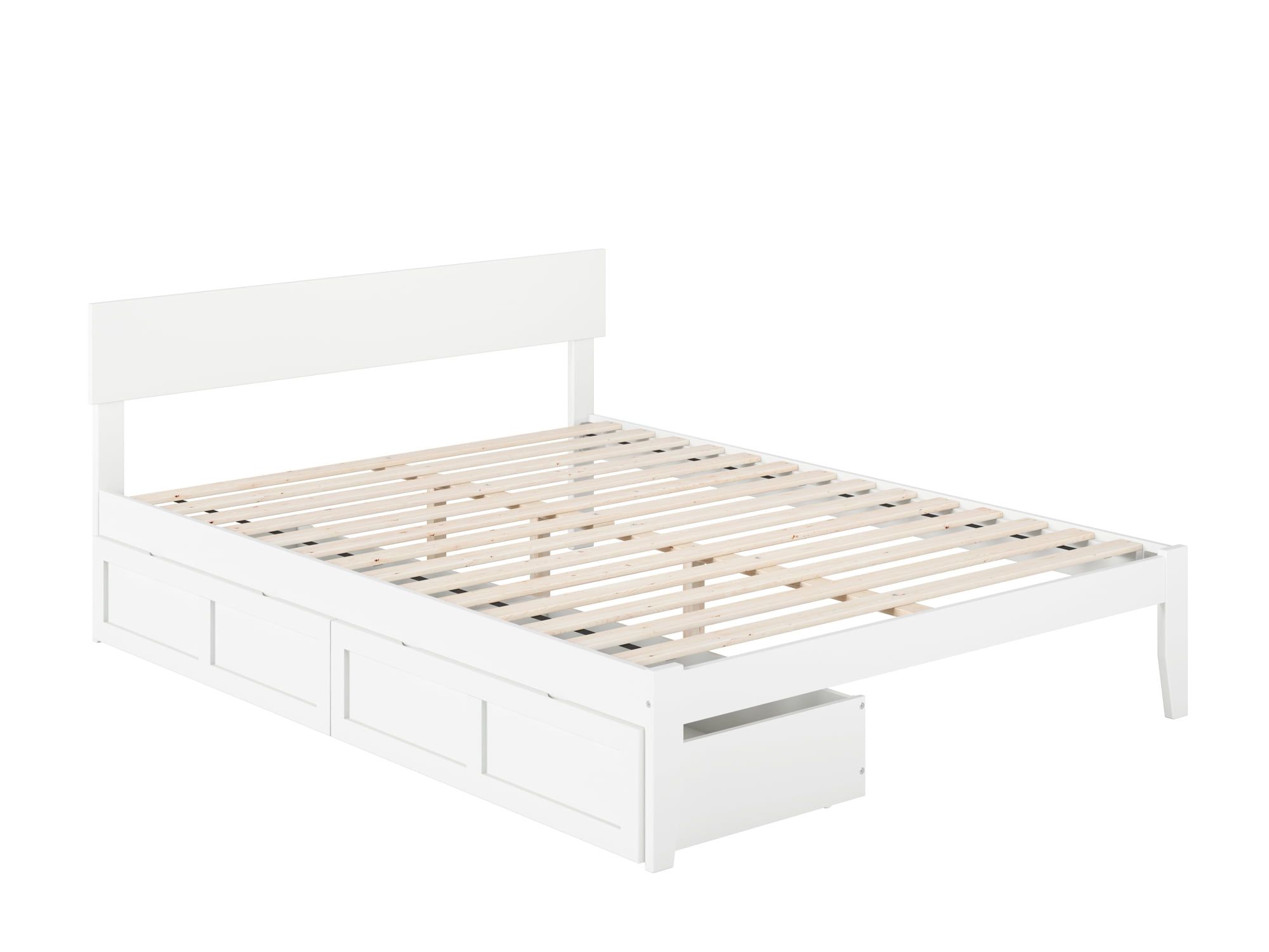 Boston White Queen Platform Bed with Storage Drawers