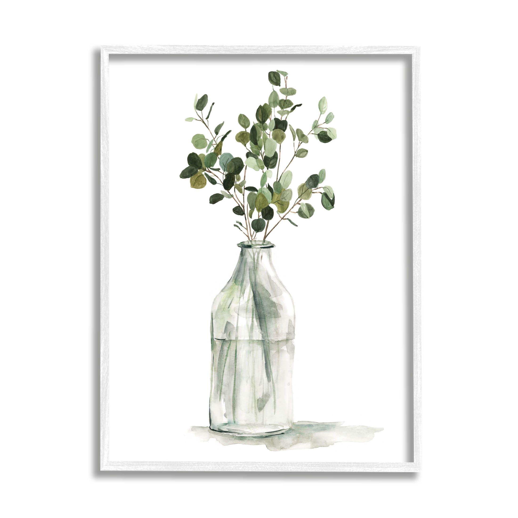 White Framed Botanical Eucalyptus Canvas Print, 11 x 14