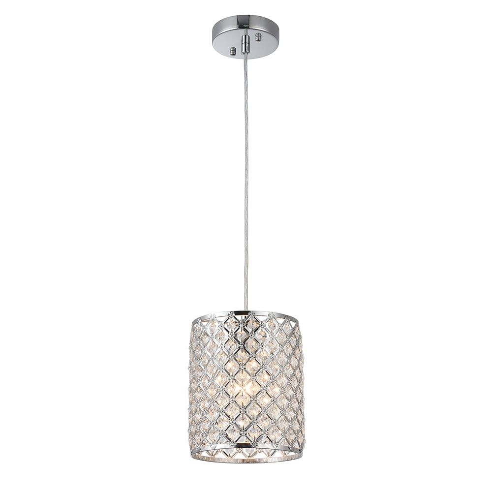 Botvi Chrome Crystal Drum Pendant Light 9"x11"