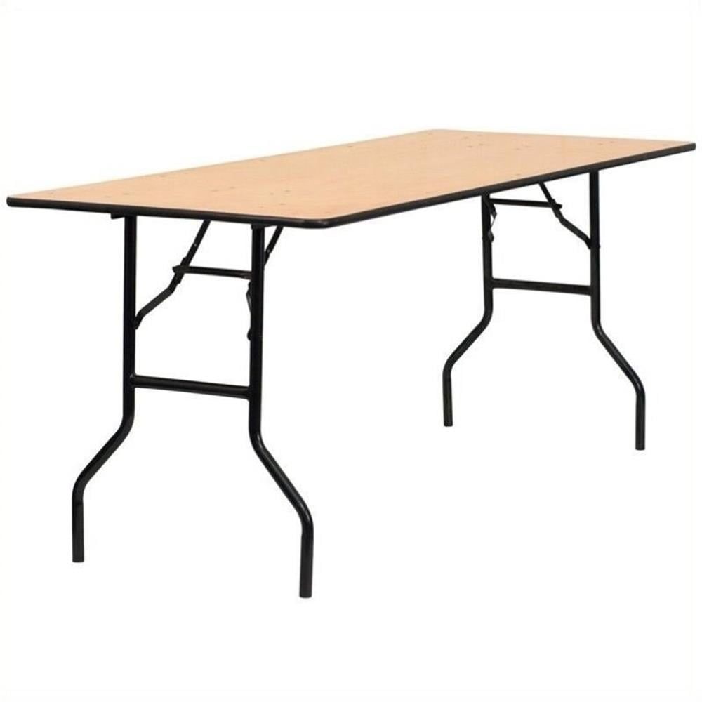 Bowery Hill 72" Black and Wood Folding Banquet Table