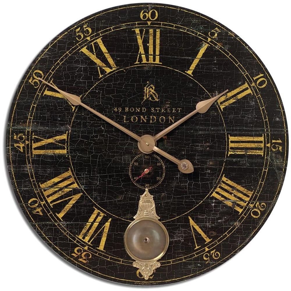Bond Street Black and Gold 30" Traditional Wall Clock