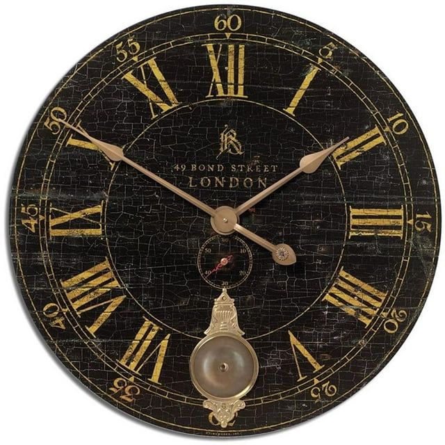 Bond Street Black and Gold 30" Traditional Wall Clock