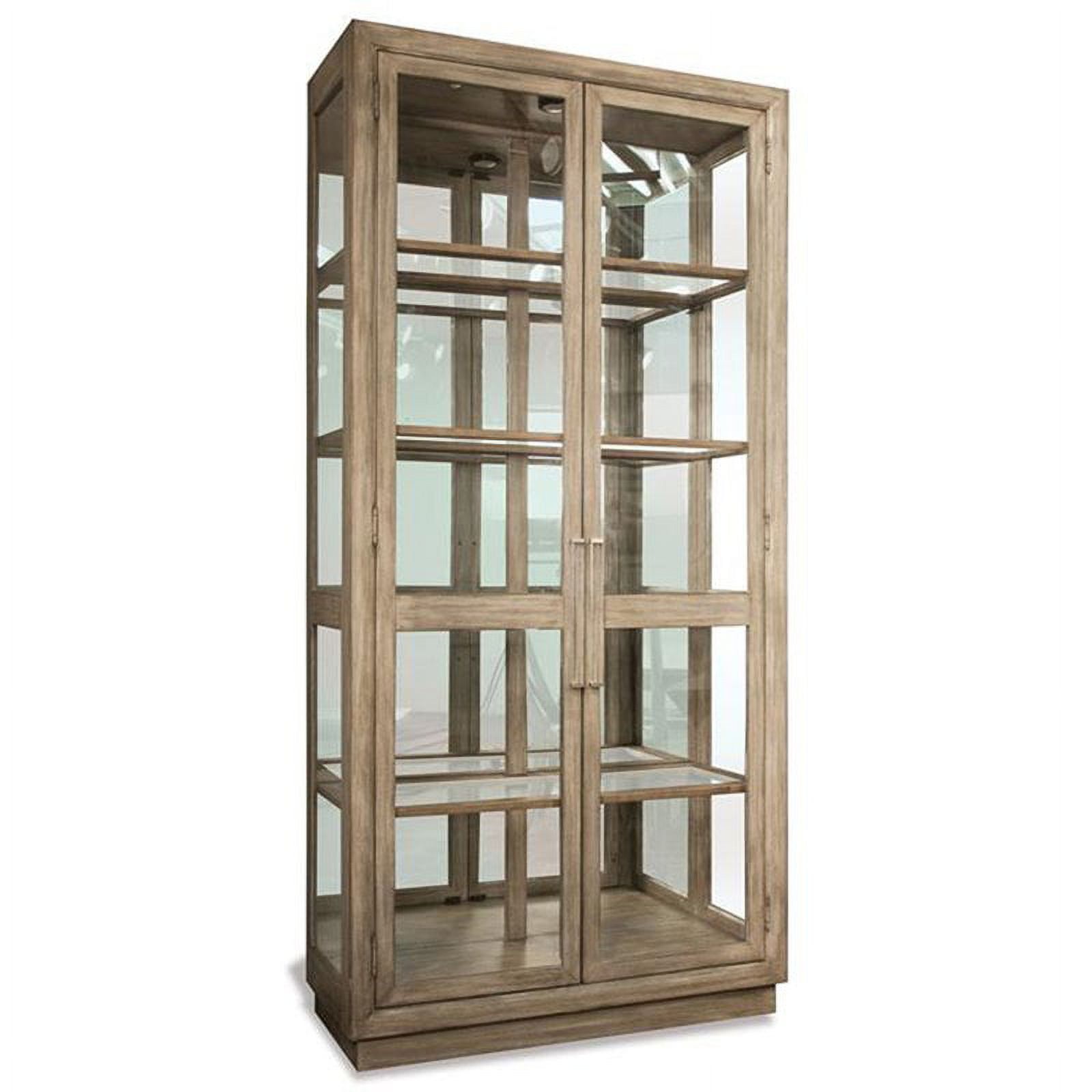 Refined Glam Natural Oak Curio Cabinet with LED Lighting