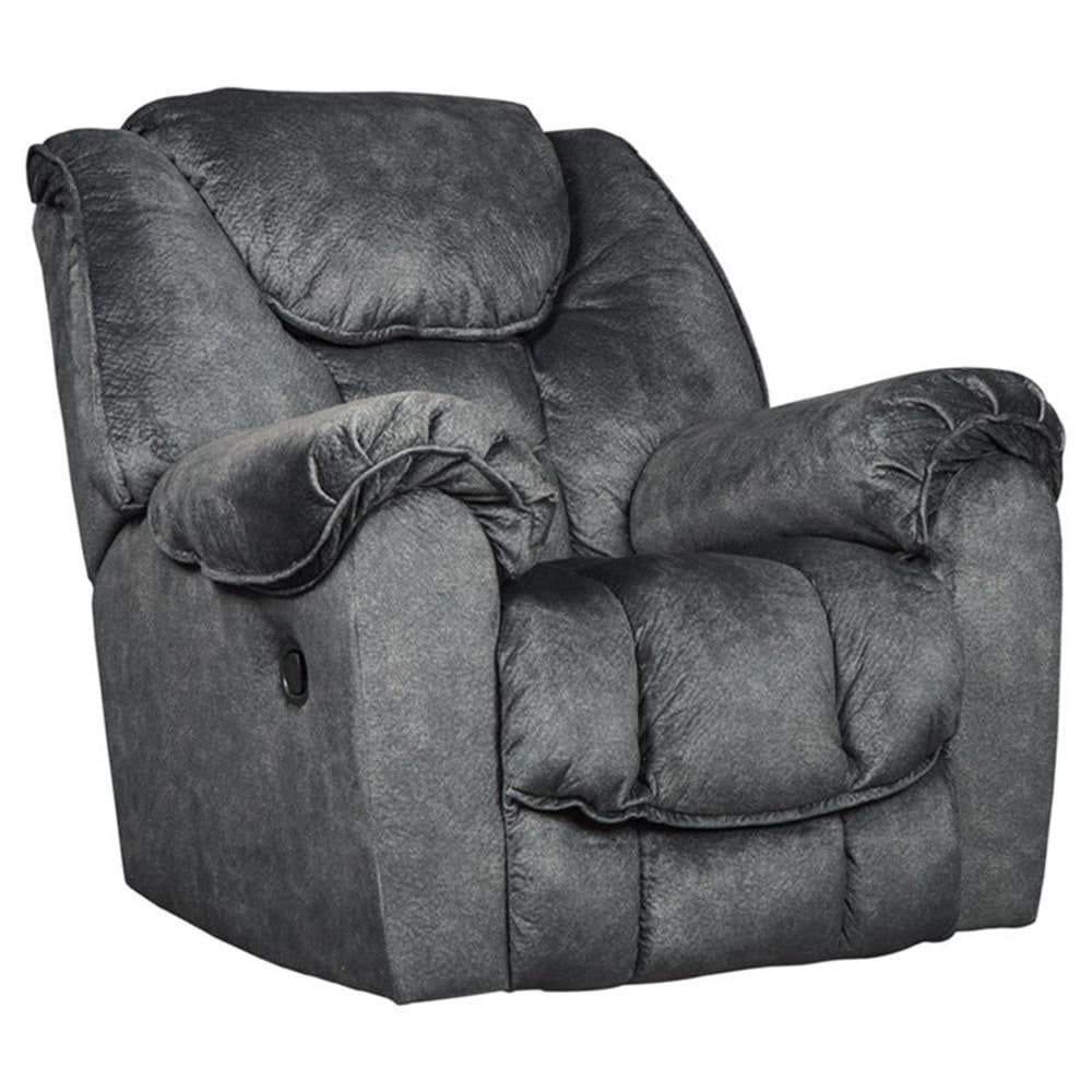 Granite Gray Plush Metal Rocker Recliner