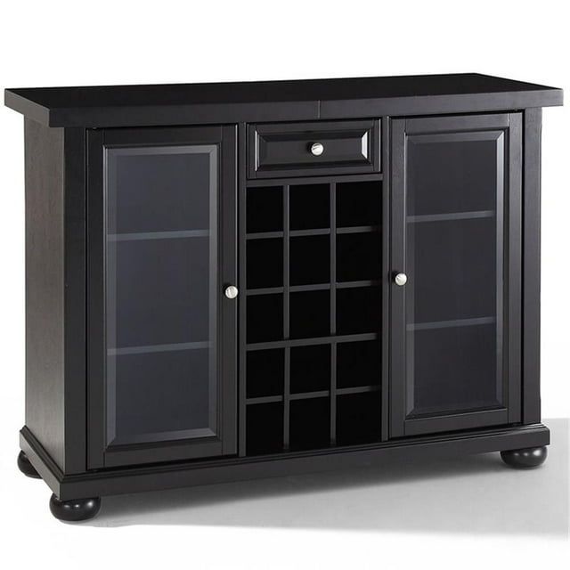 Cambridge 30" Black Hardwood Sliding Top Bar Cabinet