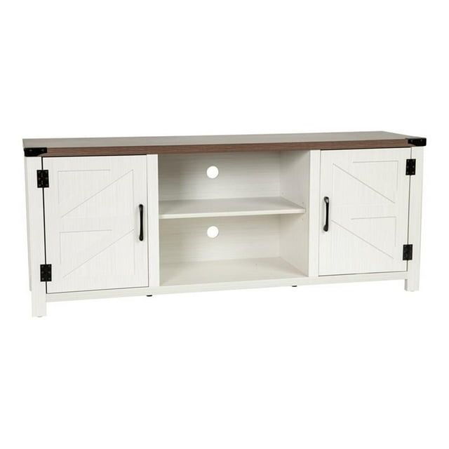 Modern Farmhouse 59" White Barn Door TV Stand for Up to 65" TVs