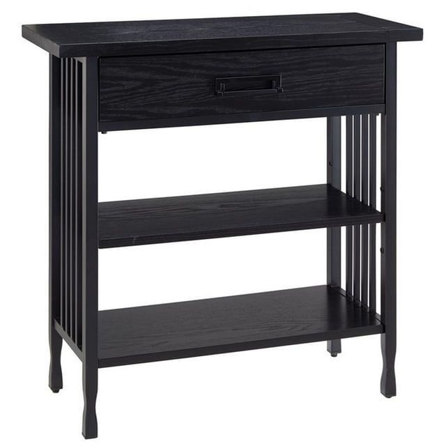 Adjustable Black Wash Wood and Steel 30" Foyer Bookcase