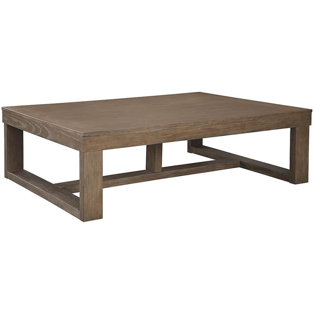 Grayish Brown Ash Veneer Block Coffee Table