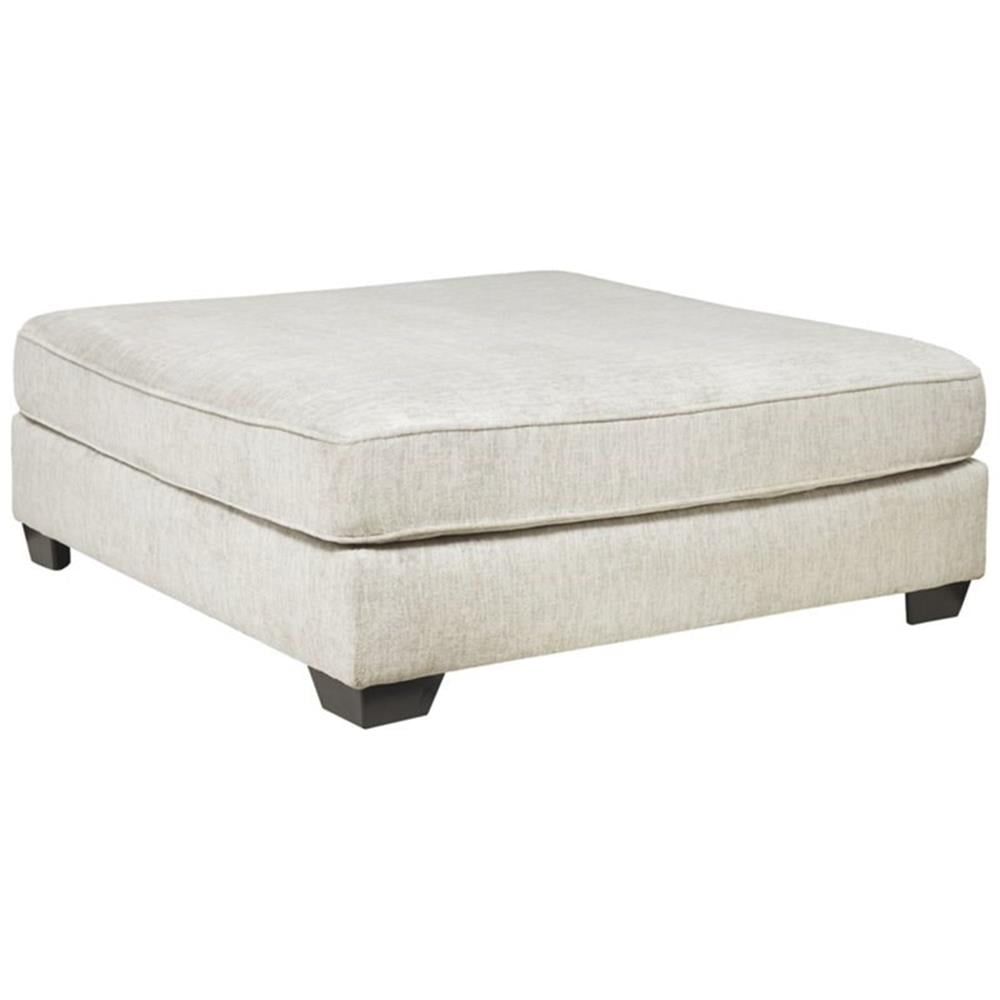 Oversized White Chenille Microfiber Square Ottoman