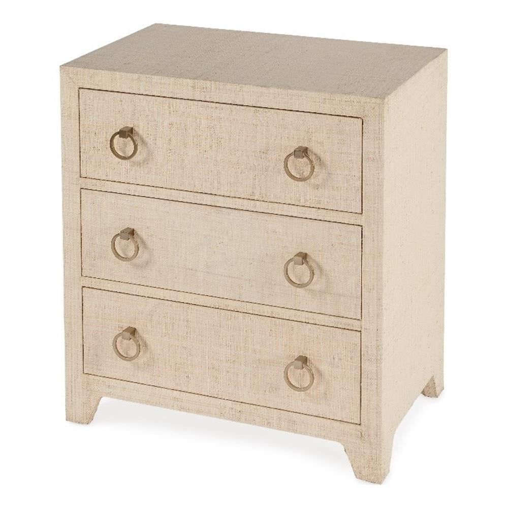 Natural Raffia and Oak 3-Drawer Chest