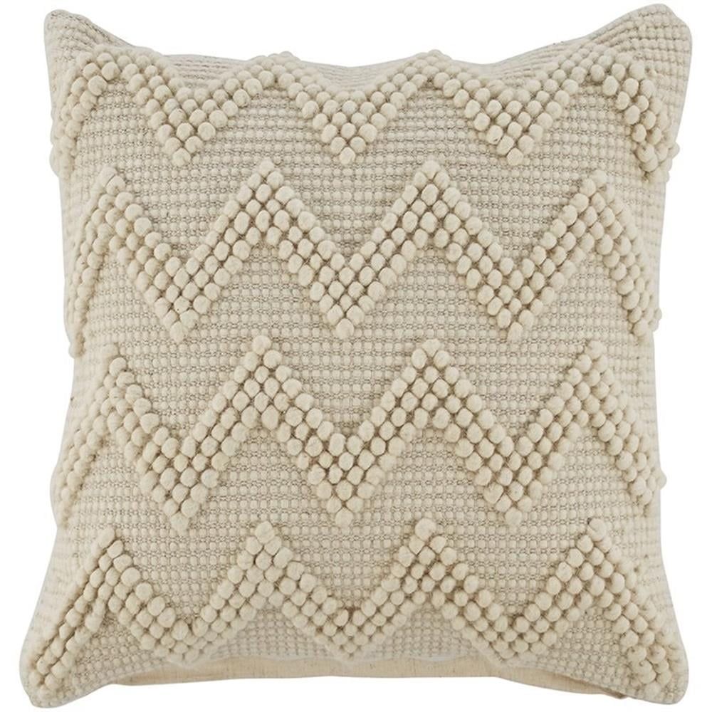 Beige Boho Chevron Textured Throw Pillow, 20 x 20 Inches