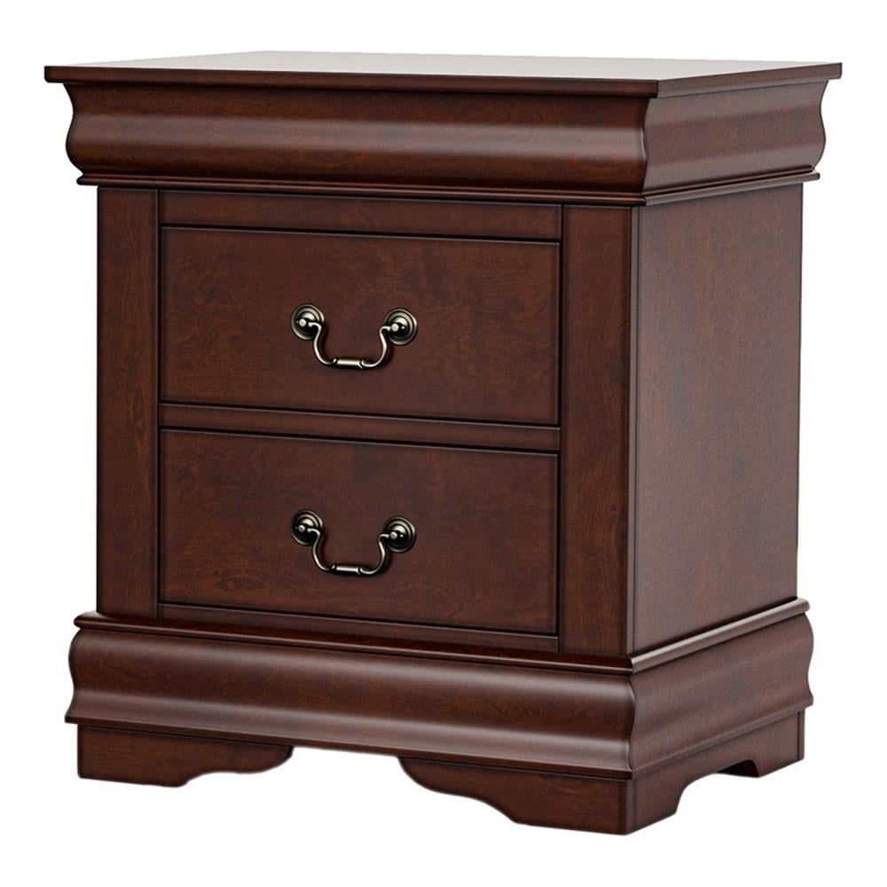 Cherry Finish Transitional 2-Drawer Wood Nightstand