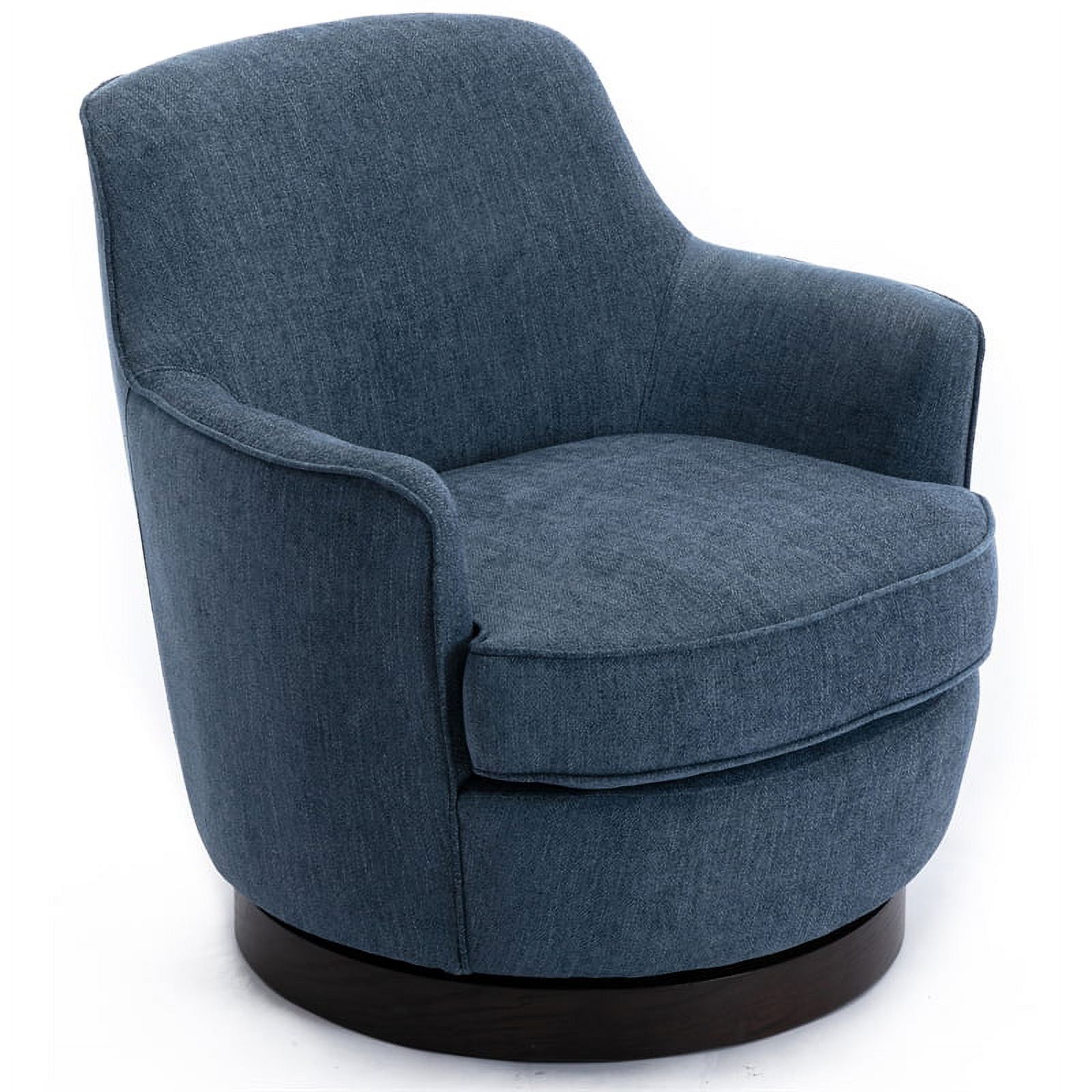 Cadet Blue Comfort Swivel Arm Chair with Walnut Wood Base